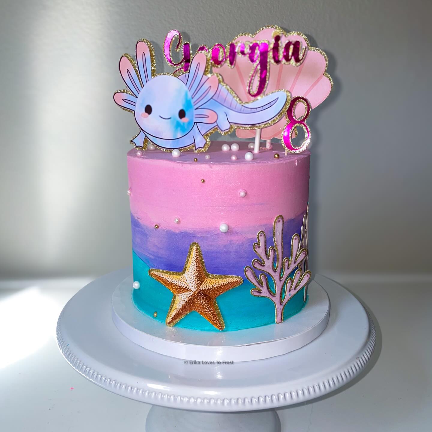 Axolotl Cake 🪸🪼🐚🐟🫧✨♡
♡
♡ #erikalovestofrost #axolotlcake #cricutcaketopper #axolotlthemedcake #murrieta