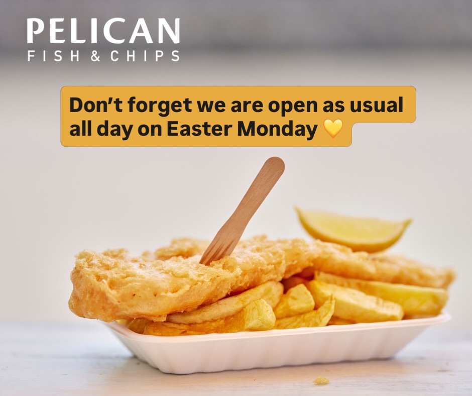 HAPPY EASTER 🐣💛 Still time to enjoy The Pelican this bank holiday weekend! 🙌🏼 🐟 Join us in the restaurant or takeaway tomorrow - and don’t forget to try our delicious new desserts 😋
#thepelicanfishandchips #easterweekend #supportlocal