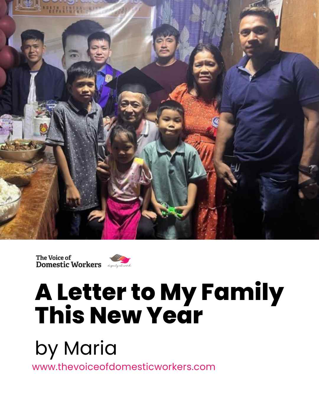 Some letters carry more than words, they carry love, distance, and everything left unsaid. Last December, Maria shared a heartfelt New Year letter to her family. A quiet yet powerful reflection of sacrifice, longing, and hope that many domestic workers know too well. It’s a story that still resonates especially in the moments we miss home the most. Looking back reminds us why these voices matter, and why their stories deserve to be heard again and again.
Take a moment to read Maria’s letter and feel what it means to stay connected, even from afar.
Read here: https://www.rfr.bz/i1f382d
#VODW #DomesticWorkers #MigrantVoices #StoriesOfHome #NewYearReflections #VoicesThatMatter