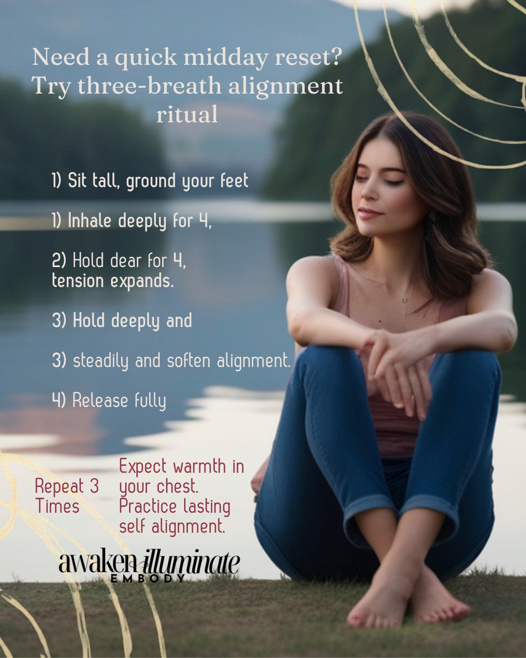 Need a quick midday reset?
Try this three-breath alignment ritual from Deanna’s spiritual guidance.
1) Sit tall, ground your feet.
2) Inhale deeply for 4 — feel your belly expand.
3) Hold for 4 — notice tension melting.
4) Exhale for 6 — release fully.
Repeat three times.
Expect warmth in your chest, steadier mind, and softer shoulders.
This practice supports lasting self-alignment by encouraging small, consistent pauses rather than chasing instant fixes.
Try it today and notice the shift.
#awakenilluminateembody
#divinereadingsbyd
#embodyyourtruth
#awakenwithin
#becomingyou
#spiritualgrowth
#selfalignment
#innerwork
#mindbodyspirit
#healingjourney
#womensupportingwomen
#consciousliving
#selfworthjourney
#personalgrowthjourney
#emotionalhealing
#groundedspirituality
#alignedlife
#innerpeace
#selfconnection
#energyalignment