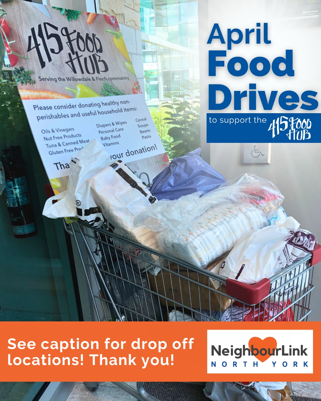 Help us fight food insecurity in Willowdale this month!
We invite you to drop off non-perishables at one of these food drives throughout the spring:
- @alternasavingscu (6002 Yonge St.)
- @lansingunitedchurch (49 Bogert Ave - Yonge/Sheppard) Monday-Saturday from 8am-10pm!
- St. Edward the Confessor Parish (75 Churchill Ave)
- Tuft's Your Independent Grocer (3259 Bayview Ave)
Food collected will be distributed later this month and beyond at the 415 Food Hub! Thank you for being part of our network of neighbours helping neighbours!
Heading to Lansing United to drop off food? Consider bringing gently used items to donate to their Nearly New Room as well, a volunteer run thrift show in the community! A portion of the funds raised through sales gets donated to NeighbourLink ensuring your contribution goes event further to supporting neighbours!
#welovewillowdale #community #neighbours #willowdale #northyork #toronto #food #foodbank #donation