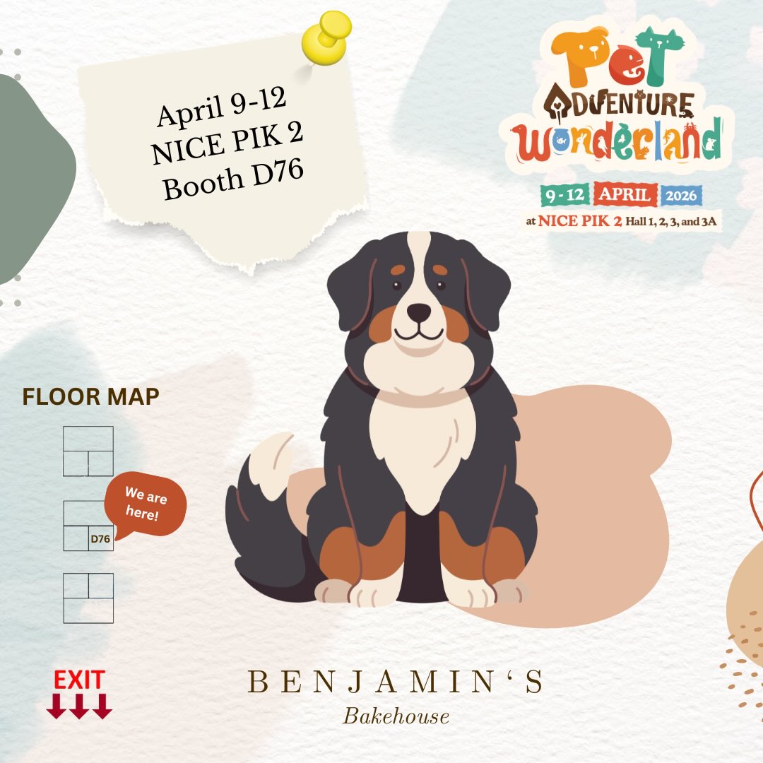 Calling all Pawrents!🐾✨
We are so excited to be a part of Pet Adventure Wonderland Expo (PAW Expo) and we’ve prepared something truly special for you and your fur babies🤍
From wholesome, thoughtfully crafted treats to little indulgences made with love, everything at our booth is created to bring joy, comfort, and lots of tail wags. Whether you’re stocking up on your pup’s favorites or simply stopping by for a sweet moment together, we’d love to welcome you🙌🏻
📍 NICE PIK 2
🗓 9–12 April 2026
📍 Entrance Hall 1, Booth D76
Benji and our whole Benjamin’s team can’t wait to see you there! 🐶✨
