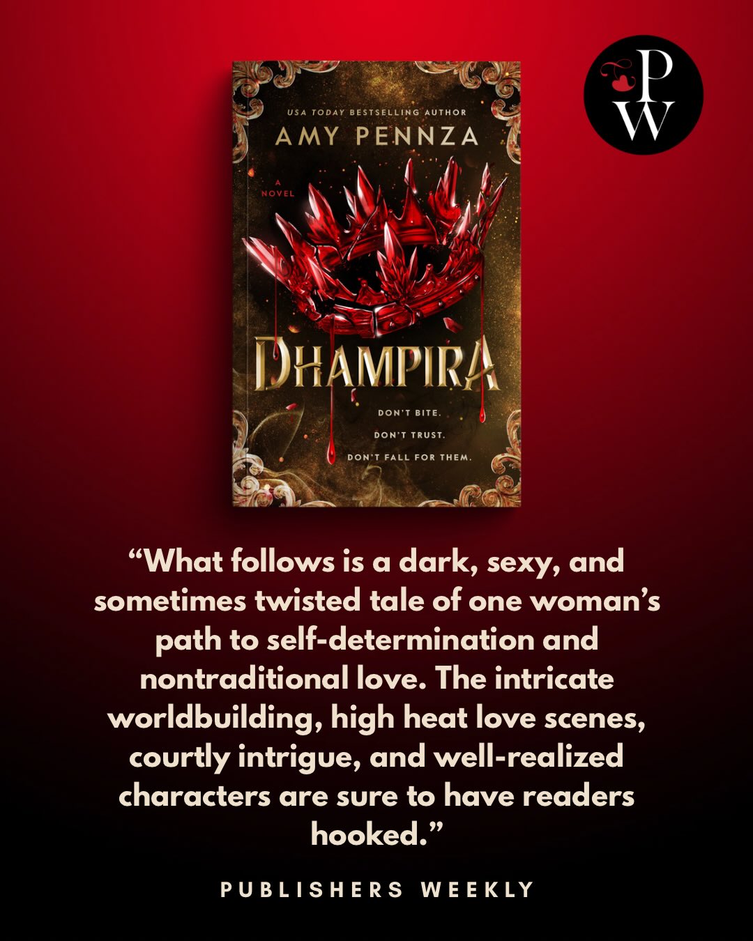 What an amazing way to start the week! My first trade review ☺️ Thank you so much to @publisherswkly for this glowing review of Dhampira 🥹❤️
Dhampira is on sale June 16 ⚔️🩸
#amypennza #dhampira