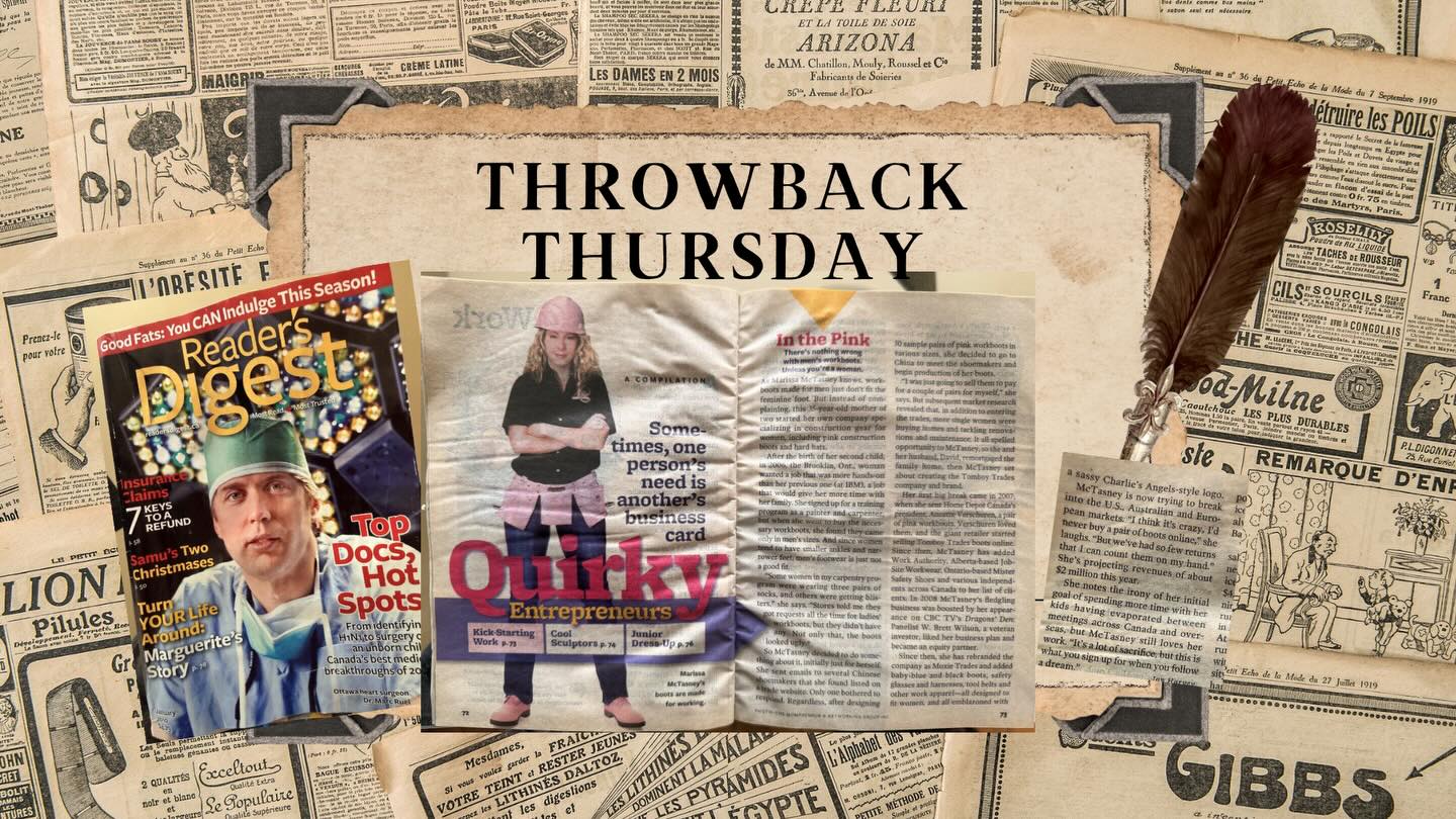 Cleaning up the storage room and good timing for a little Throwback Thursday.
A girl in pink work boots and a dream.
It's amazing to see women in non-traditional roles making such big strides!
#GotMoxie #WomenInConstruction #pinkworkboots #Build$h!T! #WorkBoots