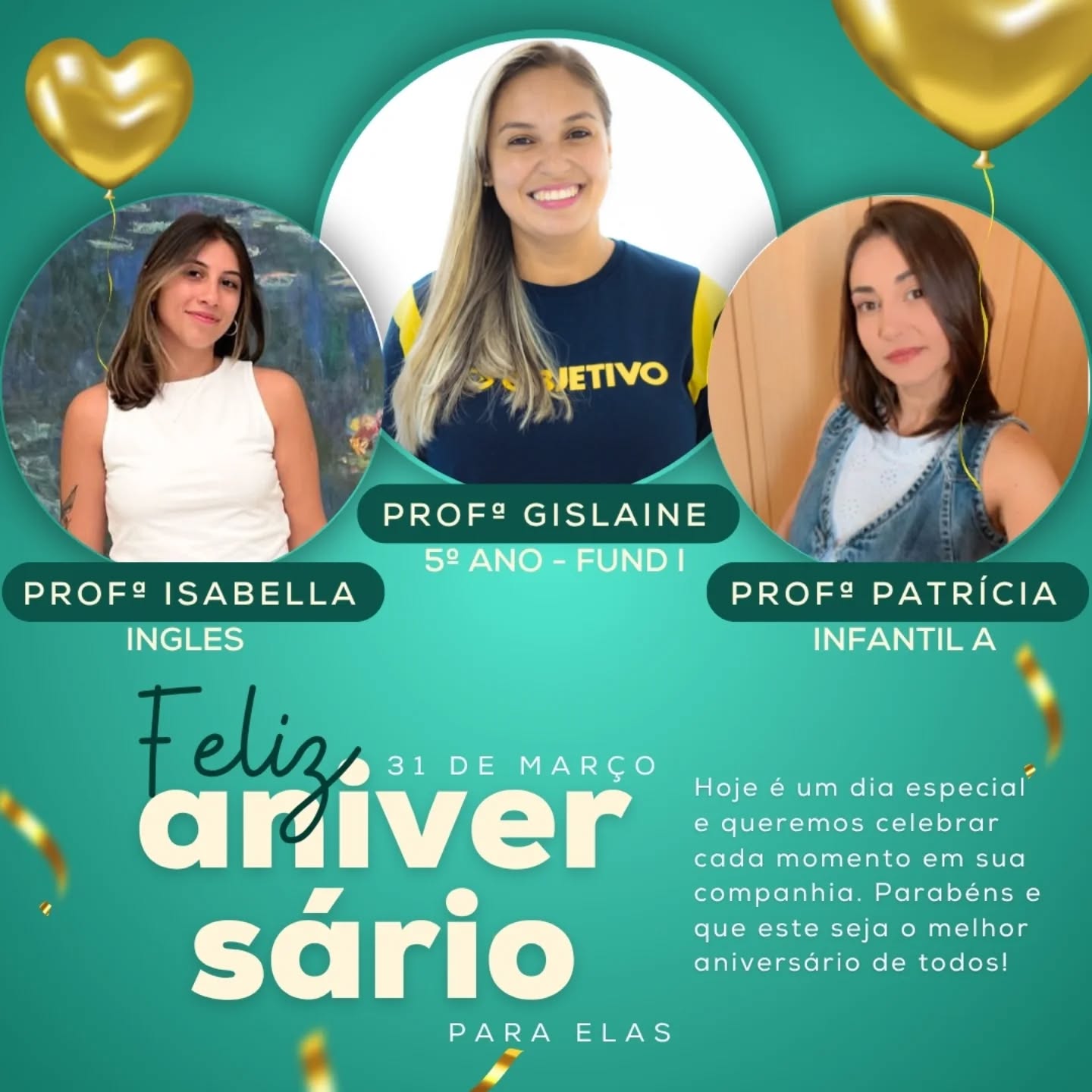 Hoje celebramos mais um ano de vida! 🎉
O Colégio 4 de Julho deseja um novo ciclo cheio de conquistas, crescimento e bênçãos. ✨🙏
Feliz aniversário queridas professoras.