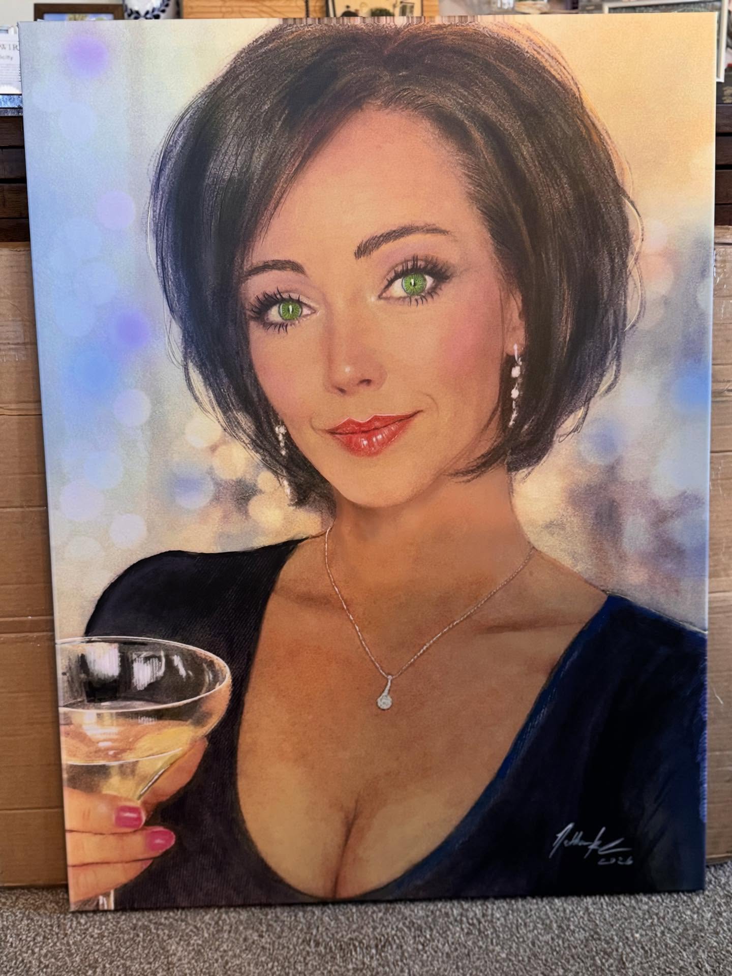 Check out this masterpiece by talented artist Nathan Krekula of Shelly Morgenstein!
Nathan captured Shelly’s beauty perfectly! I encourage everyone to commision Nathan for your spouses portrait 🙂👨🎨🎨