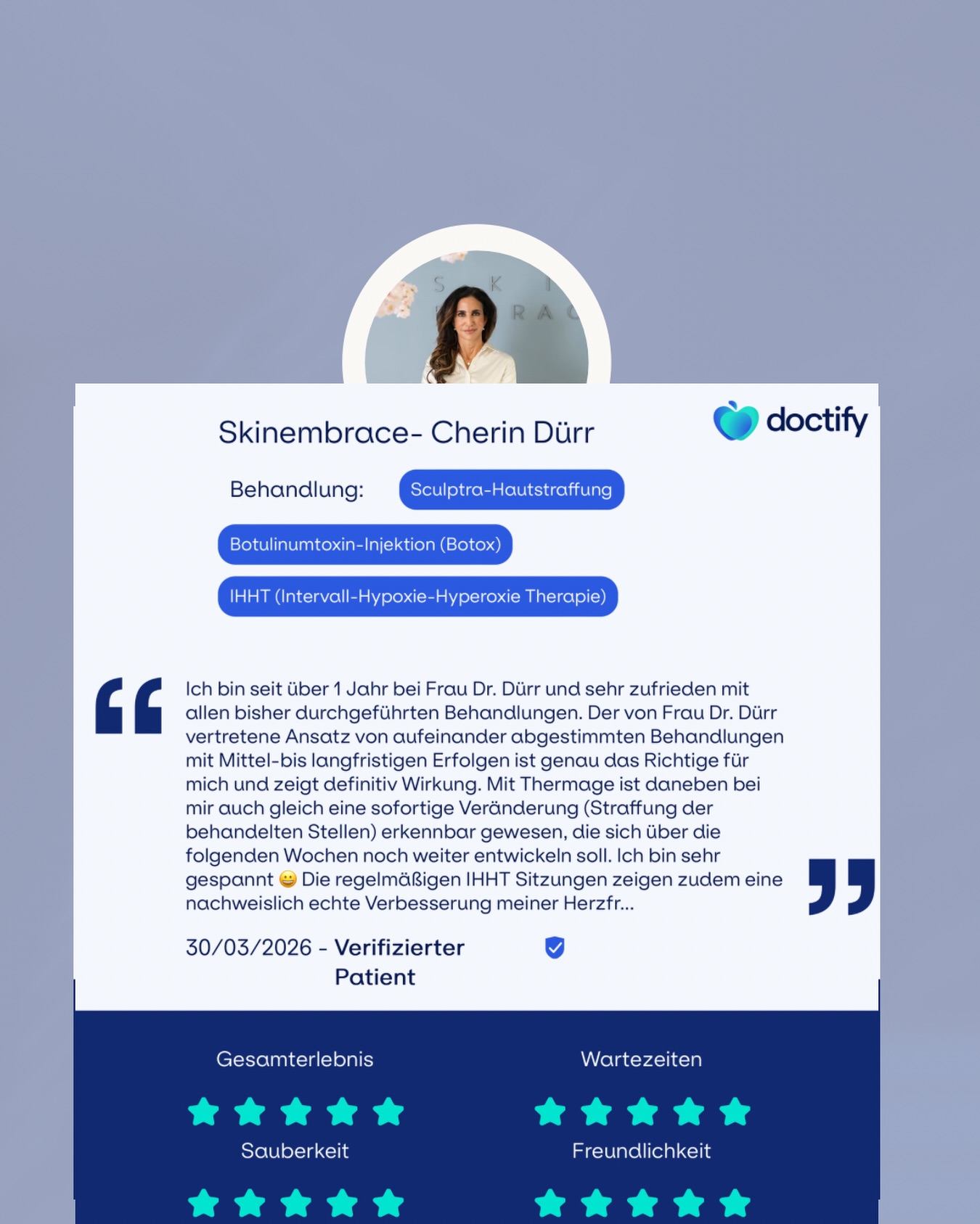 Solche Rückmeldungen bedeuten mir viel.❤️❤️
Denn sie zeigen genau das, wofür ich in meiner Praxis stehe: keine Behandlung nach Trend, sondern ein individuelles, aufeinander abgestimmtes Konzept.
Gerade in der ästhetischen Medizin geht es für mich nicht um schnelle Effekte um jeden Preis, sondern um Ergebnisse, die zu Ihnen passen — natürlich, sinnvoll und langfristig gedacht.
Umso schöner ist es, wenn Patientinnen und Patienten genau das wahrnehmen und mit Vertrauen begleiten.
Danke für diese wertschätzende Rückmeldung. 🤍
#skinembrace #cherindürr #ästhetischemedizin #natürlicheästhetik #wellaging