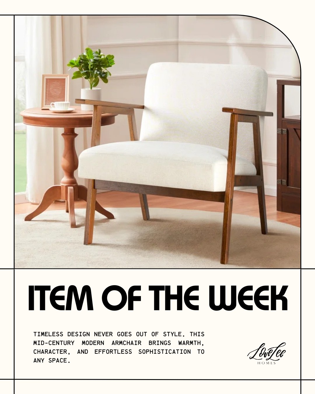 Item of the Week
A chair that proves great design never goes out of style. This Mid-Century Modern armchair features a warm wooden frame and clean, classic lines that bring timeless character to any space. Whether placed in a living room, home office, or tucked into a cozy bedroom reading nook, it adds both style and comfort in one beautiful piece.
Sometimes all a room needs is the right chair. ✨ Shop now: https://bit.ly/47pLiuE
#MidCenturyModern #LoveLeeHomesFinds #InteriorStyle #TimelessDesign #ChairOfTheWeek 🪑