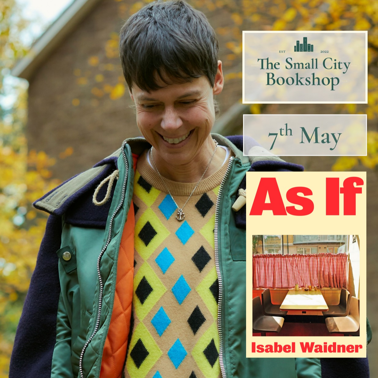🎉Event Announcement!
Join us in conversation with Isabel Waidner on their latest novel: As If.
We love this novel - come and chat about it with us!
7th May
Doors: 6.45pm
Start: 7pm
Tickets: £7 and include a free drink.
Available online or in the shop.
*As If*
As If follows two characters as they swerve onto the road not taken – a deeply empathetic, tragicomic novel that reckons with the absurdity of modern lives
Two men meet in a flat in London. They are total strangers and yet they look remarkably alike. Lewis is grieving his dead wife; Korine is hiding from his very-much-alive one. Lewis never had children; Korine is an ambivalent parent at best. Lewis is an erstwhile actor, too depressed to attend the big audition that has just fallen into his lap. Korine has tried a dozen dead-end jobs but never pursued his acting dreams.
Two men living mirror image lives. Each seeking a second chance to get things right. Each wanting what the other has.
As If is an existential farce about the road not taken. Surreal and slyly poignant, suffused with ironic melancholia, it is a parable for the twenty-first century everyman: a character trapped in reality’s hall of mirrors, endlessly searching for something to live for.
**Isabel Waidner**
Isabel Waidner is the author of five novels – including Sterling Karat Gold, which won the Goldsmiths Prize and was shortlisted for the Orwell Prize for Political Fiction and the Republic of Consciousness Prize, and Corey Fah Does Social Mobility which was shortlisted for the Arthur C. Clarke Award. They teach in the School of the Arts at Queen Mary University of London.
#bookshopevents #authortalk #stories #storytelling #bristolevents #bristolstorytelling
#indiebookshop #bristol #bristolbookshop #bookshop #bookstagramuk #bristolbookstagrammers #bookstagram #bookshopsofinstagram #bs5