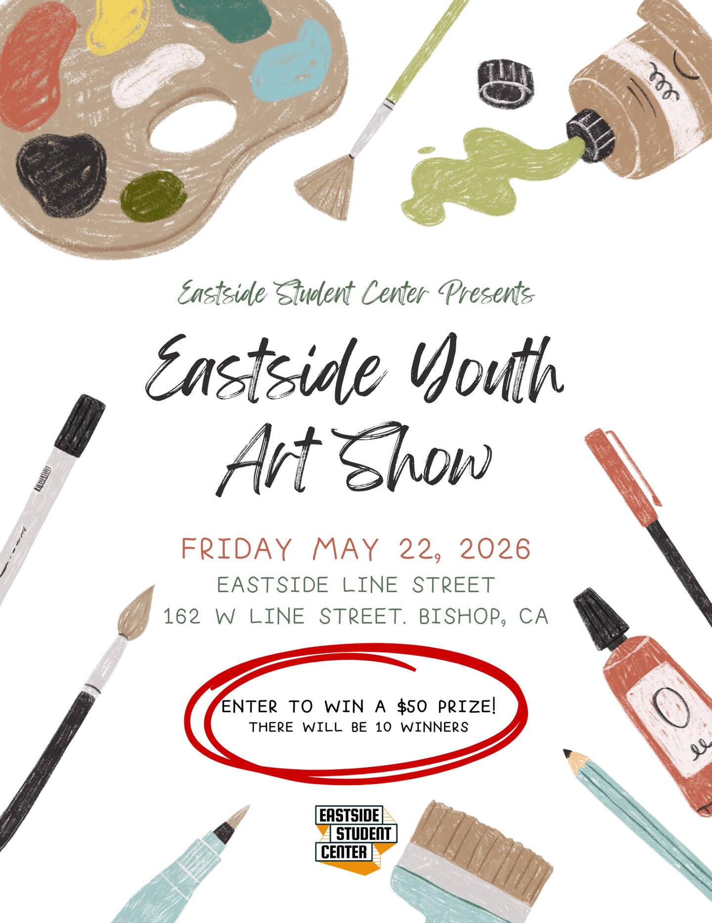 Hey Eastside Students ! Open call for ART 🎨 👨🎨🖼️Come create with the chance to win in the Eastside Student Center Art Show May 22 🧡