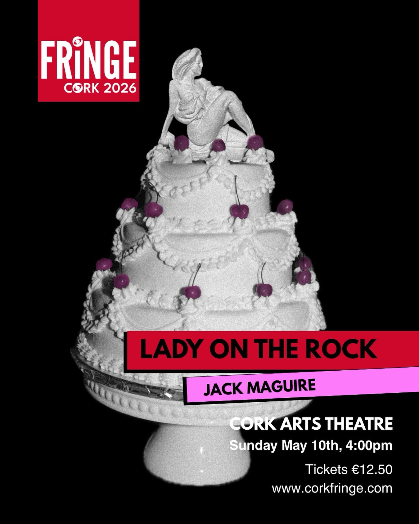 Misery loves company.
From her perch on Margaret’s windowsill, the Lady on the Rock statue has seen it all. She’s ready to tell you about the girl she watched grow up through the curtains. Their lives intertwined, but when Margaret begins to pull away, their companionship turns sinister.
A dark, tragicomic show that blends sharp Irish humour with gothic surrealism. An exploration of loneliness and longing, that asks us what we inherit, and how can it trap us?
📍@corkartstheatre
📆 May 10th, 4pm
🎟️ Tickets €12.50 at www.corkfringe.com
Developed at the Scene + Heard Festival of New Work.
Cast & Crew:
Jack Maguire: Writer & Producer
Kennedy Fiorella: Assistant Director, Stage Manager
Liath Hannon: Lead Actor
David Donovan: Director
Aisling Doyle: Makeup
Conor McGowan: Lighting, AV & Tech
Mark Leahy: Music & Sound