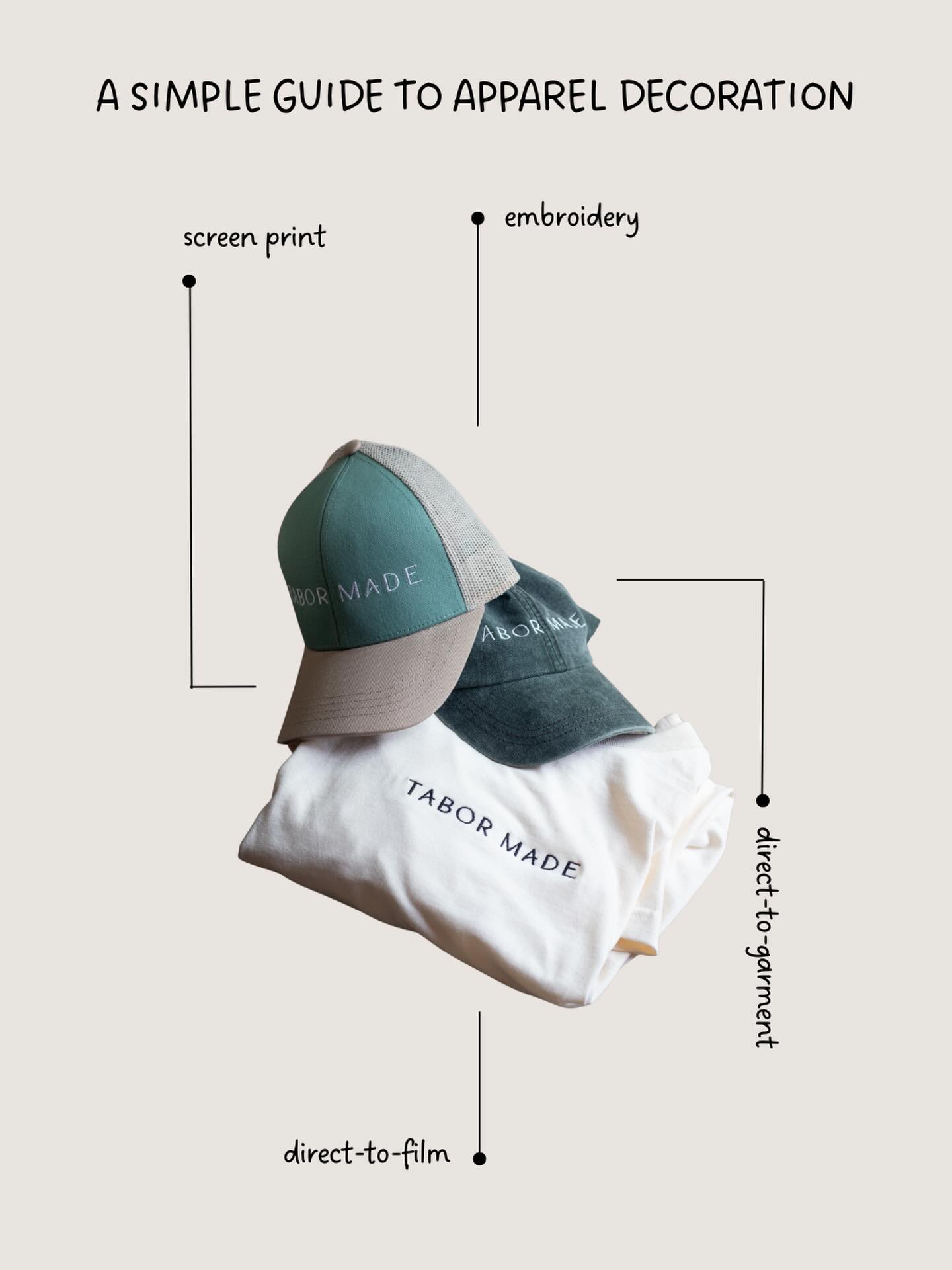 Keeping things so simple tonight with our new blog post. Diving into the difference between our four main apparel decoration methods: screen printing, embroidery, direct-to-garment, and direct-to-film!
Each one has its own niche and best use, we’ll tell you more about it — linked in highlights and stories!