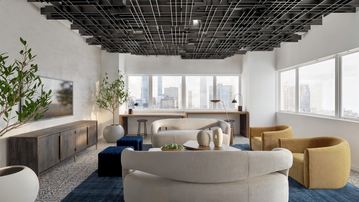 Wrapping up the week with this design and I really loved shaping this space 💙
The starting point was that ceiling. It’s quite bold and structured, so everything else needed to respond to it rather than compete. I softened the room with curved seating, warmer tones, and tactile fabrics to bring a bit of calm back in.
I didn’t want it to feel like a typical office. More like a space you’d actually want to spend time in, where ideas come a bit easier and it doesn’t feel overly serious.
It’s a space that still feels relaxed, creative and that was the intention from the beginning
#interiordesign #officeinteriors #modernoffice #designprocess #creativespaces