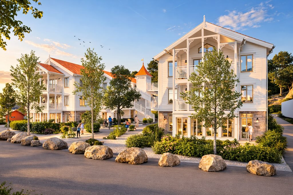 Ett nytt bostadsprojekt tar form längs västkusten – utvecklat tillsammans med Prepart Fastigheter.
Projektet omfattar 18 bostäder där volymen bryts ned i mindre enheter och förskjuts i relation till varandra. Den uppbrutna strukturen skapar sekvenser av skyddade utemiljöer, en varierad skala och goda ljusförhållanden i samtliga bostäder.
Gestaltningen tar avstamp i västkustens byggnadstradition – med referenser till snickarglädje, granitsockel och generösa balkonger.
En samtida tolkning där materialitet och proportion samverkar för att skapa en långsiktigt hållbar helhet.
Mer information presenteras framöver.