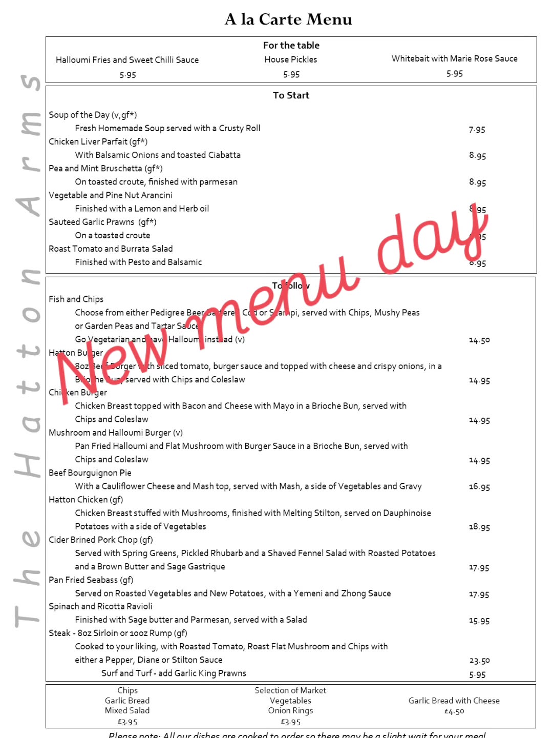 New menu alert! Neil's been cooking up a storm. Book in for the weekend and give our new dishes a try. Call 01536 770268 to reserve your table.