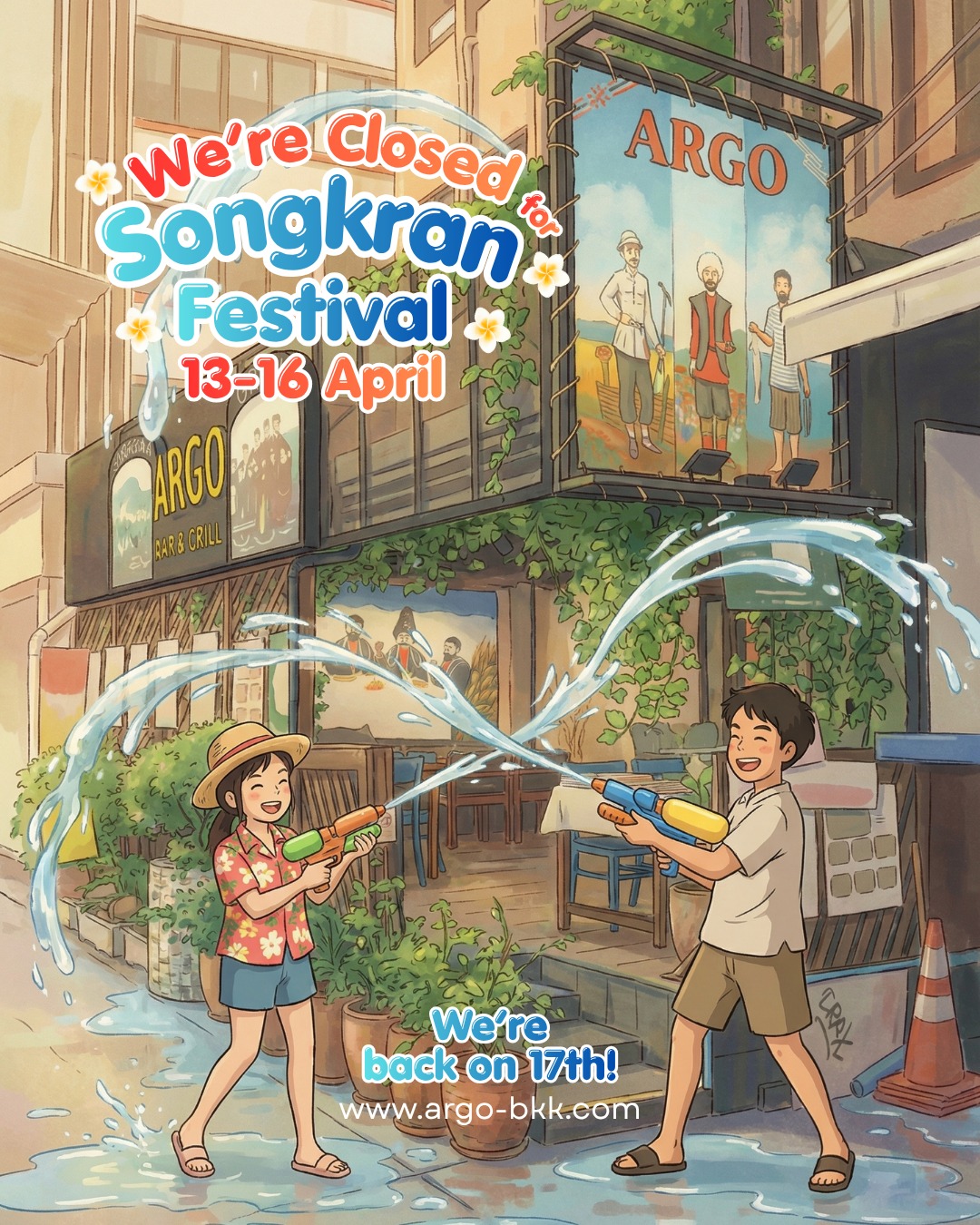 We’re pressing pause for a few days… but only because Songkran calls 💦
ARGO Georgian Bar & Grill will be taking a short break from 13-16 April 2026, and we’ll be back serving your favorites from 17 April as usual.
Enjoy the holidays, and see you either before or after!
📍 ARGO Sukhumvit Soi 8 | 📞 +66 88 686 4393
#ARGOBKK #BangkokRestaurants #SongkranBangkok #SukhumvitEats #อาหารจอร์เจีย