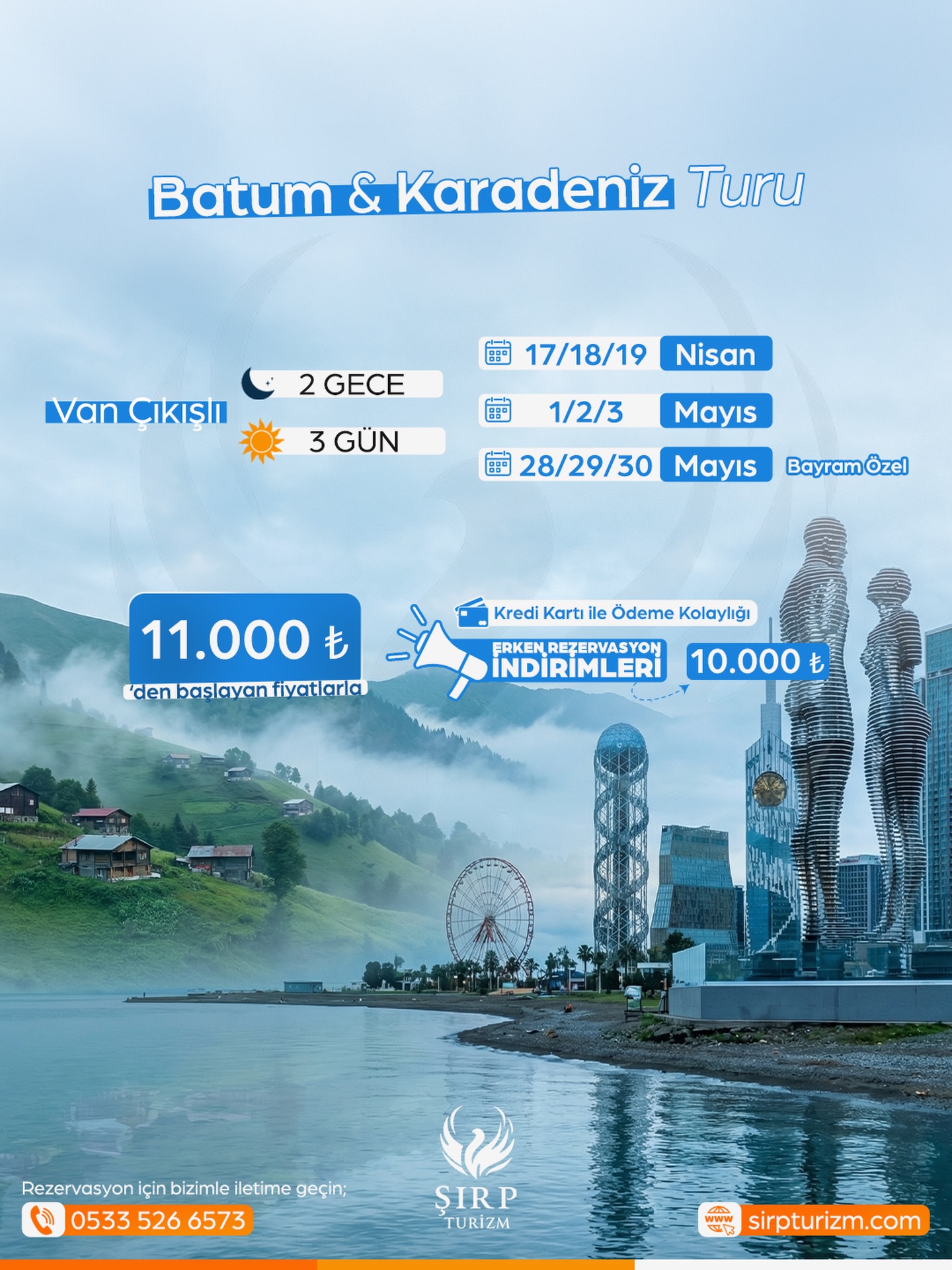 ✨ Şehrin gürültüsünden uzaklaşıp yeşilin binbir tonuna, sisli yaylalara ve Karadeniz’in büyüsüne yolculuk zamanı!
🌿🌧️ Doğayla iç içe, bol oksijenli, keşif dolu bir kaçamak sizi bekliyor…
💙 ŞİRP TURİZM İLE
2 GECE 3 GÜN KARADENİZ & BATUM TURU
⸻
📍Hareket Noktası: Van Ezberciler İş Merkezi Önü
🕖 Hareket: 21.00
🕖Van’a Varış: 06.00
⸻
📅 TUR TARİHLERİ
🗓️17/18/19 Nisan
🗓️1/2/3 Mayıs ( Resmi Tatil )
🗓️28/29/30 Mayıs (Bayrama Özel)
⸻
🗺️ GEZİLECEK YERLER
📍 GÜMÜŞHANE
🪨 Karaca Mağarası
📍 TRABZON
🏛️ Sümela Manastırı
🕌 Trabzon Ayasofya Camii
🍃 Çay Fabrikası
🌄 Uzungöl
📍 RİZE
🌊 Fırtına Deresi
🌿 Ayder Yaylası
💧 Gelin Tülü Şelalesi
🚙 Eko Tur (Şenyuva – Zil Kalesi – Şimşir Ormanları)
📍 BATUM
🏙️ Piazza Meydanı
🕌 Orta Camii
⚓ Poseidon Meydanı
🏛️ Parlamento Binası
🗿 Ali & Nino Heykeli
🌊 Batum Sahil Bandı
🔤 Alfabe Kulesi
🏠 Ters Ev (Panoramik)
⸻
✅ FİYATA DAHİL OLAN HİZMETLER
🚌 Turizm paket araçlarla konforlu ulaşım
🏨 2 gece 5 yıldızlı otelde konaklama
🧑🏫Profesyonel kokartlı rehberlik & refakat hizmeti
🥐 3 sabah kahvaltısı
🛡️ Seyahat sigortası
🍪 Araç içi ikramlar
💛Şirp Turizm güvencesi ile ayrıcalıklı organizasyon
⸻
❌ FİYATA DAHİL OLMAYANLAR
🎟️ Müze & ören yeri giriş ücretleri
🍽️ Öğle & akşam yemekleri
🚙 Ekstra turlar (Eko Tur vb.)
🛍️ Kişisel harcamalar
⸻
ℹ️ BİLMENİZİ İSTERİZ
💺 Koltuk yerleşimi rezervasyon sırasına göre planlanır.
🚌 Ulaşımımız özel paket tur araçlarımız ile sağlanmaktadır.
📝 Rezervasyon için Ad Soyad, TC Kimlik No, Doğum Tarihi ve telefon numarası yeterlidir.
⚠️Misafir tarafından yapılan iptallerde ön ödeme iade edilmez; acente iptali durumunda ücret iadesi sağlanır.
⸻
💳 TUR FİYATI
🚨 Erken Rezervasyon İle Sadece: 10.000₺ !!
•Ön Ödeme: 2.500₺
👶 3 – 5 Yaş: 6.750₺
🧒 6 – 11 Yaş: 8.500₺
(İndirimler iki yetişkin yanında geçerlidir)
👥Gruplara özel indirimler mevcuttur.
📌Erken rezervasyon fırsatlarını kaçırmayın!
🧳Sizi özel hissettirecek detaylarla dolu bir seyahati garanti ediyoruz…
⸻
📲 DETAYLI BİLGİ & REZERVASYON
📞 0533 526 65 73
📞 0505 110 41 65
🌐 www.sırpturizm.com
#sirpturizmlekesfet #şirpturizm #sirpturizm #karadeniz #van
