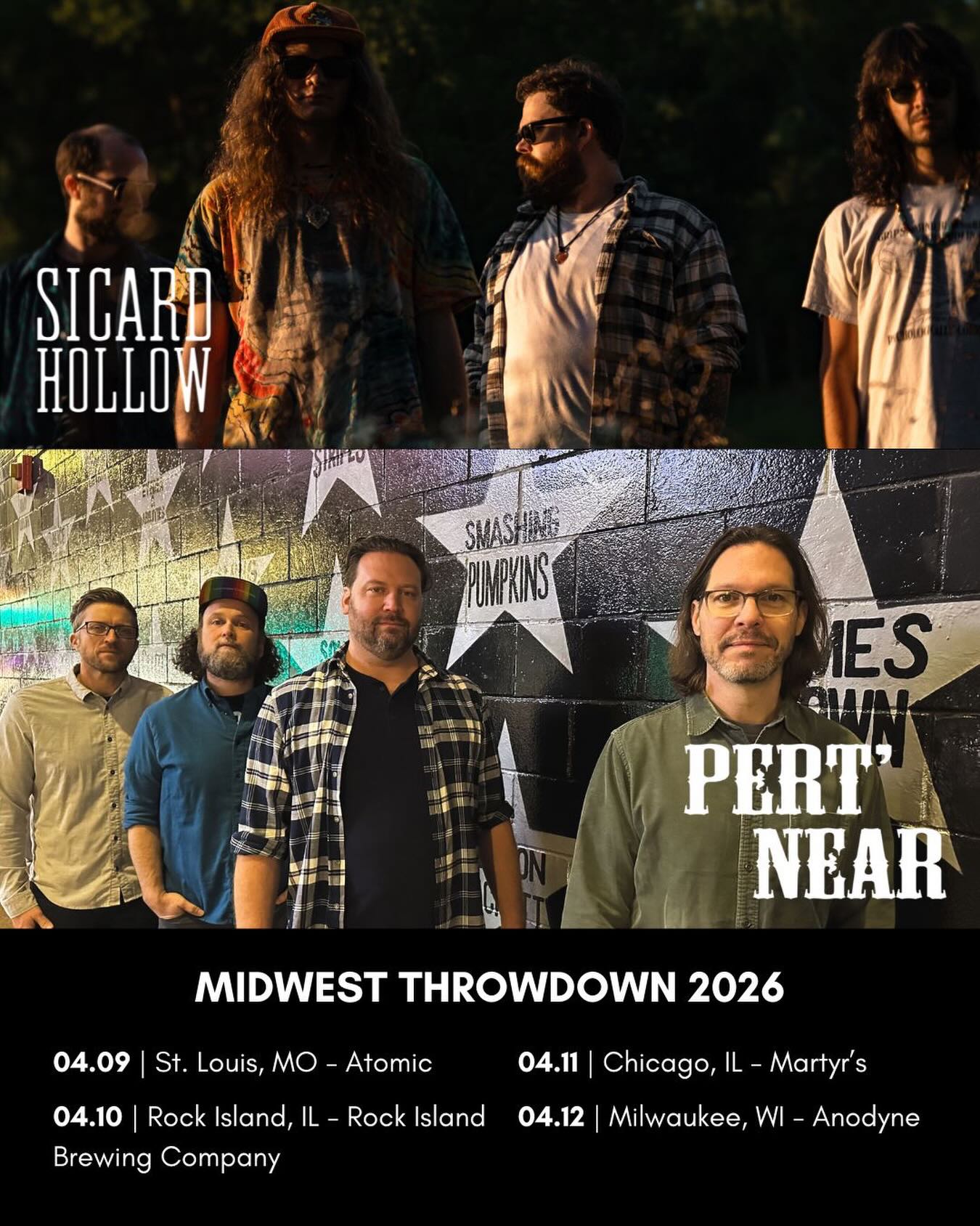 Come on out this weekend, to hang with us and @sicardhollowband!
Thu: 4/9 - St Louis, MO @atomicstl
Fri: Rock Island, IL @rockislandbrewingcompany
Sat: Chicago, IL @martyrslive
Sun: Milwaukee, WI @anodynecoffee