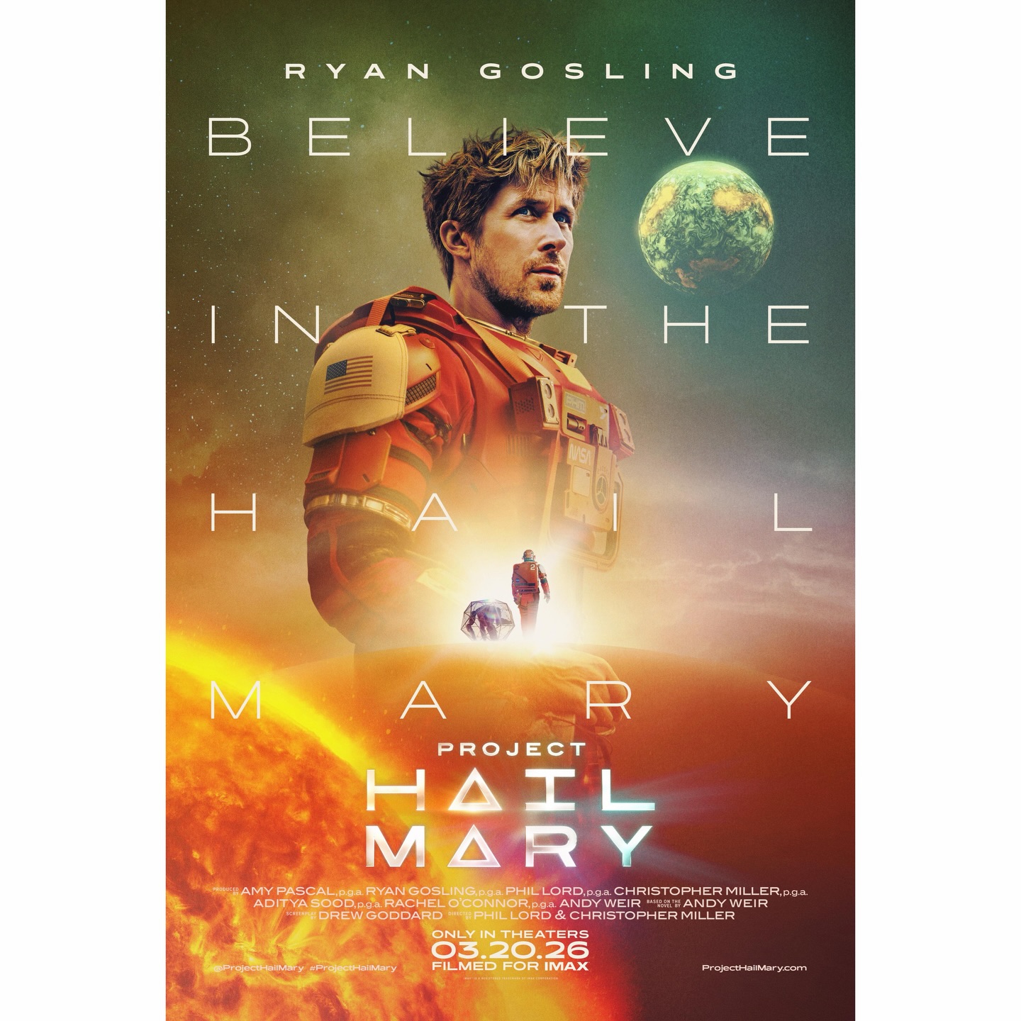 Project Hail Mary (2026)
•
Rating: ★★★★★
Swipe to Read Review! —>
•
TL;DR - Project Hail Mary reminds you why you fell in love with cinema. Phil Lord & Christopher Miller deliver a massive, heartfelt sci-fi epic that somehow still feels intimate, with Ryan Gosling anchoring the emotional core with real warmth and humanity. I laughed, I cried, I felt everything. One of the best of the decade — an instant classic. Peak cinema.
•
Premise: Science teacher Ryland Grace wakes up on a spaceship with no recollection of who he is or how he got there. As his memory slowly returns, he soon discovers he must solve the riddle behind a mysterious substance that’s causing the sun to die out. As details of the mission unravel, he calls on his scientific training and sheer ingenuity — but he may not have to do it alone.
•
Amazon MGM Studios
Directed by Phil Lord & Christopher Miller
Screenplay by Drew Goddard
Based on the novel by Andy Weir
Cast: Ryan Gosling, Sandra Hüller, James Ortiz, Lionel Boyce
Runtime: 2hr 36min
Rating: PG
Drama, Sci-Fi, Thriller
•
IMDb Rating: 8.4/10
Rotten Tomatoes Score: 95%
RT Audience Score: 96%
Metacritic Score: 77
CinemaScore: A
Letterboxd: 4.3/5
•
Fun Fact: The scene where Eva Stratt sings karaoke was not in the original script. Ryan Gosling overheard Sandra Hüller singing between takes and asked her to perform for the movie just 48 hours before filming that scene. Hüller agreed and selected “Sign of the Times” as her song.
•
#film #movie #projecthailmary #ryangosling #lordandmiller