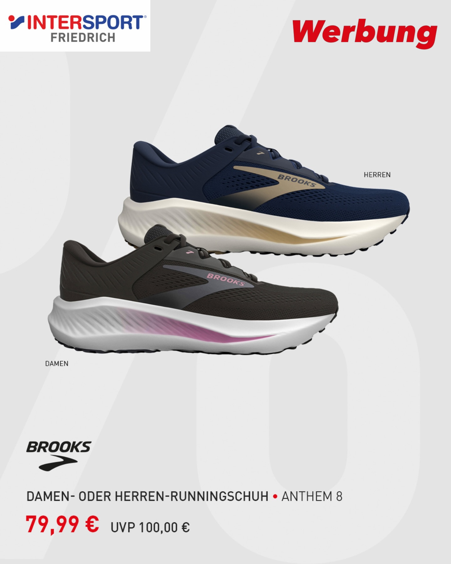 *Werbung
Ab sofort bei uns Anthem 8 Damen- und Herren-Runningschuh von Brooks 👍🏻 für 79,99 EUR