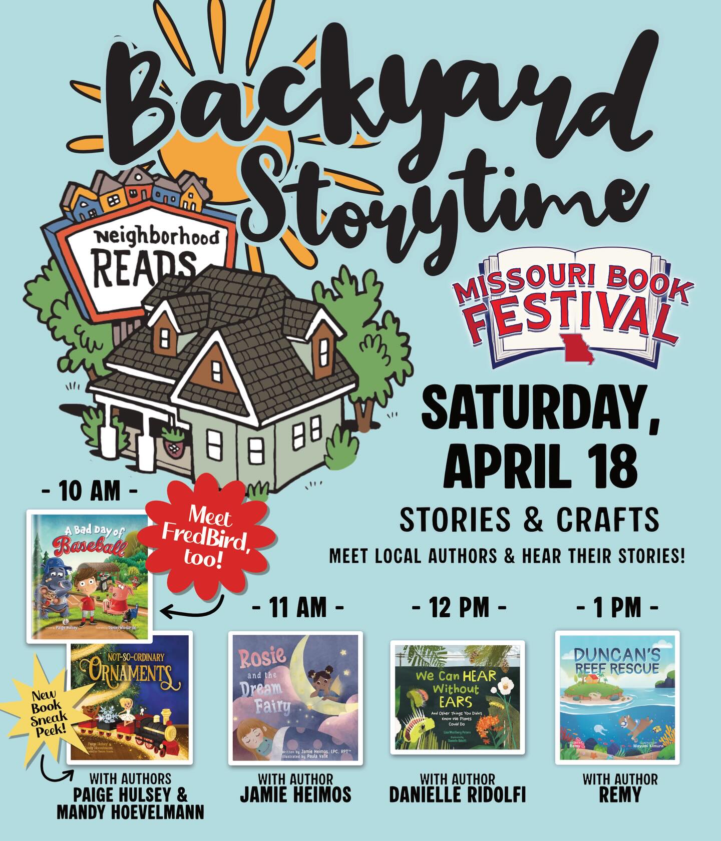 Two weeks from today — the Missouri Book Festival! We’re kicking off our Backyard Storytimes with 5 authors sharing their new books! WOW! Learn about all the book events at washmolib.org! #community #mobookfestival