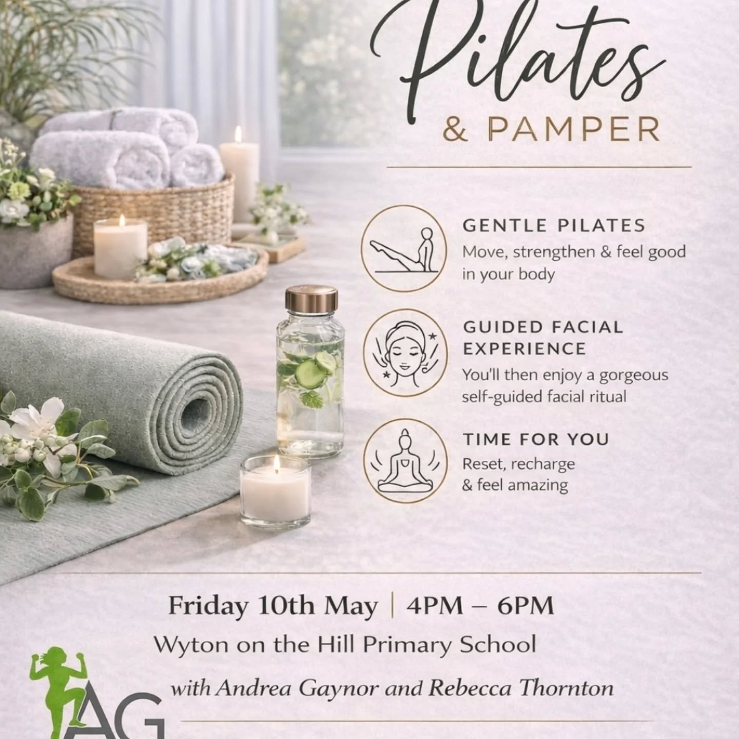 ✨ NEW COLLABORATION ANNOUNCEMENT ✨
I am SO excited to share this with you… 💜
Something a little bit different…
Something a little bit special…
And something I know you are going to LOVE 👀
💫 Introducing…
✨ Pilates & Pamper ✨
In collaboration with the lovely Rebecca Thornton,
Independent Ambassador for the beautiful TROPIC skincare range 💜
We’ve brought together the best of both worlds…
👉 Movement
👉 Relaxation
👉 Self-care
All wrapped up into one gorgeous experience designed just for YOU
💜 What to expect…
✨ Gentle Pilates, stretch & meditation
✨ A beautiful guided facial experience using TROPIC skincare
✨ Time to properly slow down, switch off and reset
✨ A little goody bag for every attendee 🎁
No pressure.
No intensity.
Just feel-good movement and deep relaxation
💭 Because let’s be honest…
When was the last time you actually took time for yourself…
without feeling guilty?
📅 Friday 10th May
⏰ 4PM – 6PM
📍 Wyton on the Hill Primary School
With Andrea Gaynor & Rebecca Thornton
⚡ This is a small, intimate event
And once it’s full… it’s full 👀
👉 Book your space here:
www.bookwhen.com/andreagaynor
To stop putting yourself at the bottom of the list
And finally take a couple of hours just for YOU 💜
