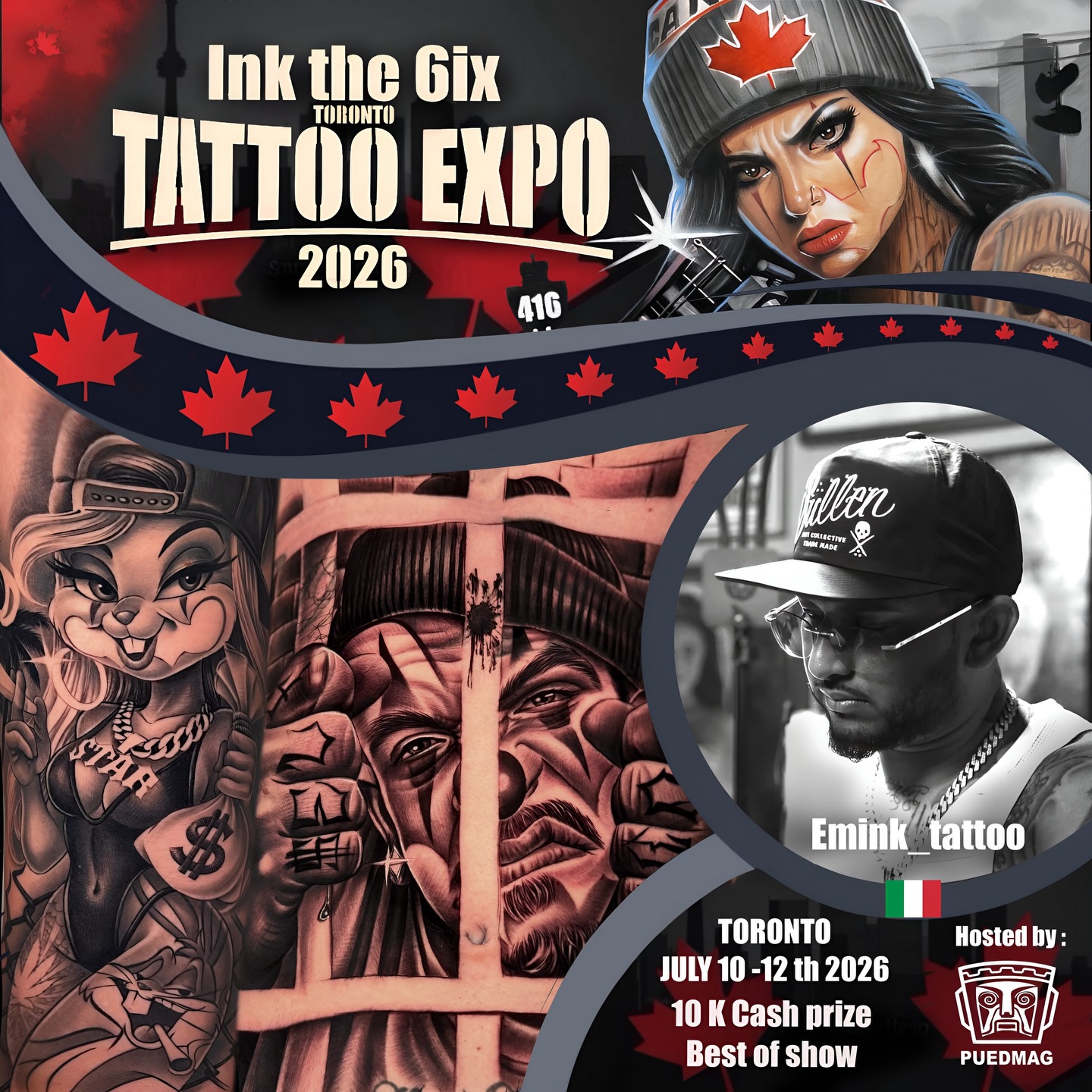 Welcome @emink_tattoo to the second edition of @inkthe6ixtorontotattooexpo 🔥
Join us this July 10–12, 2026 at the Enercare Event Centre in Toronto, Canada 🇨🇦
If you’re looking to get some dope gangsta black & grey work, hit him up directly to book your appointment.
Don’t miss your chance to get tattooed by one of the best 👊