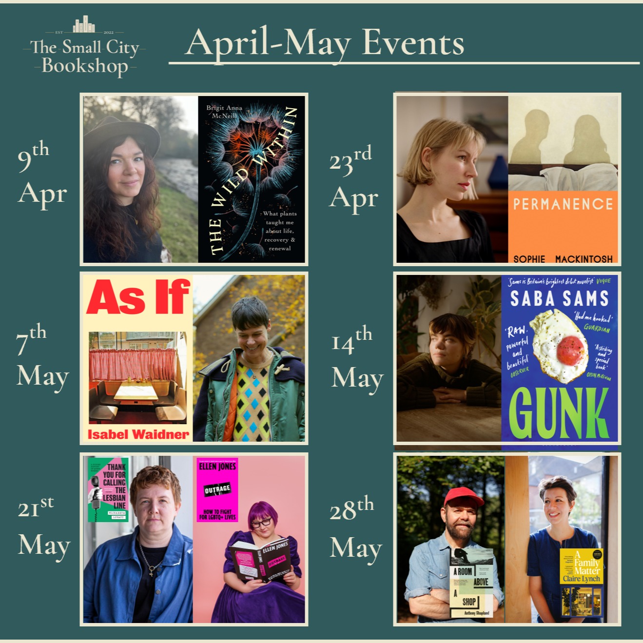 Our event calendar is full to bursting with some incredible events over April and May.
Get yourself a ticket to one or many.
Tickets to all events are £7, and include a free drink and a great evening.
Tickets available for all events on our website or in the shop.
#bookshopevents #authortalk #stories #storytelling #bristolevents #bristolstorytelling
#indiebookshop #bristol #bristolbookshop #bookshop #bookstagramuk #bristolbookstagrammers #bookstagram #bookshopsofinstagram #bs5