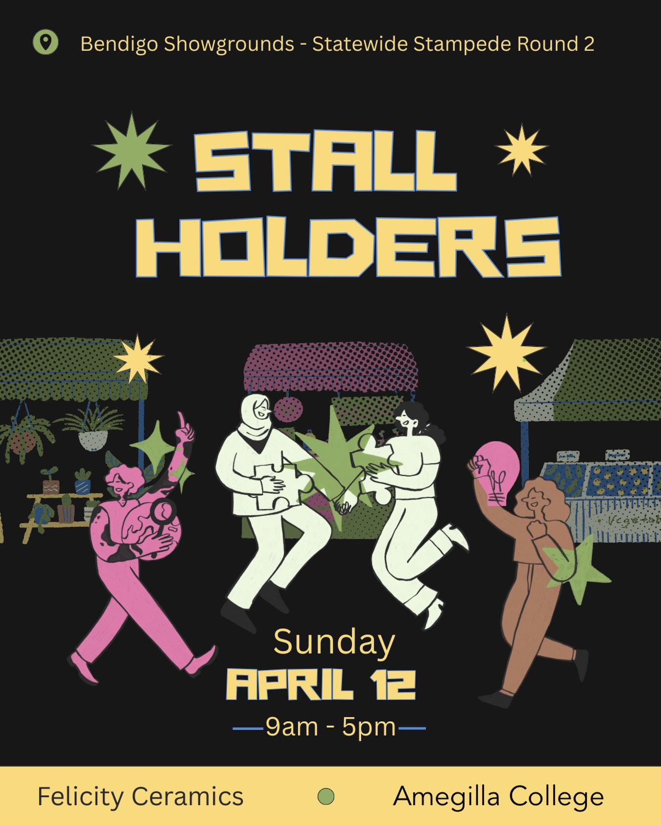 And just when you thought the double round weekend couldn’t get any better 🤩
For Sunday’s @statewidestampede Round 2, we will be joined by stallholders Felicity Ceramics, Amegilla College and Paige Tattoos. Be sure to say hi to our amazing vendors 💜