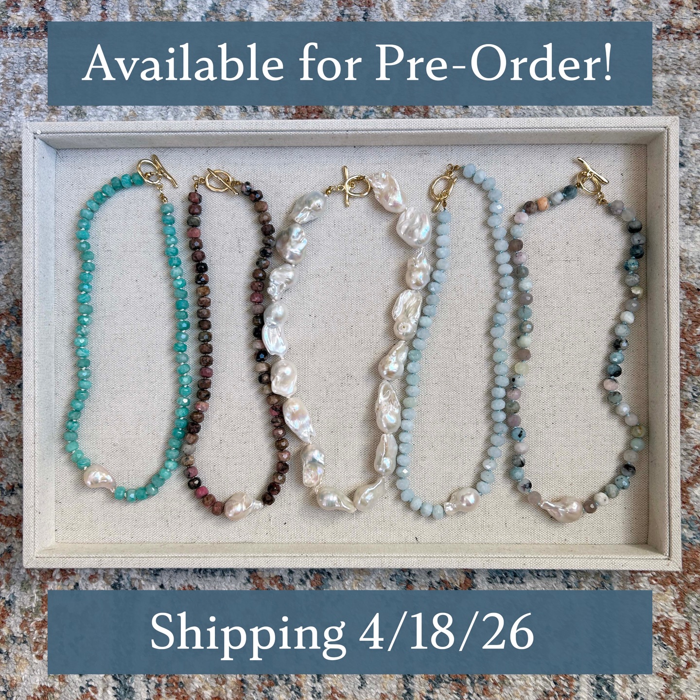 While we await an opportunity to get these beauties properly photographed, we are offering them early to our followers and email list! Just email us with your selection and we’ll send a secure checkout link 📿✨
I’ve been a longtime lover of baroque pearls and couldn’t pass up on these 18-22mm nuggets. They’re ever-chic, completely timeless, and serve as a gentle reminder of the ocean—which all together means they capture the true essence of Kaylie Dawn.
Secure your limited edition piece today (GREAT Mother’s Day gift option too!) XO
Female founders | Silk knotting | Baroque pearls | Gemstone jewelry | #gemstonebeads #baroque #pearljewelry #jewelrydesigner