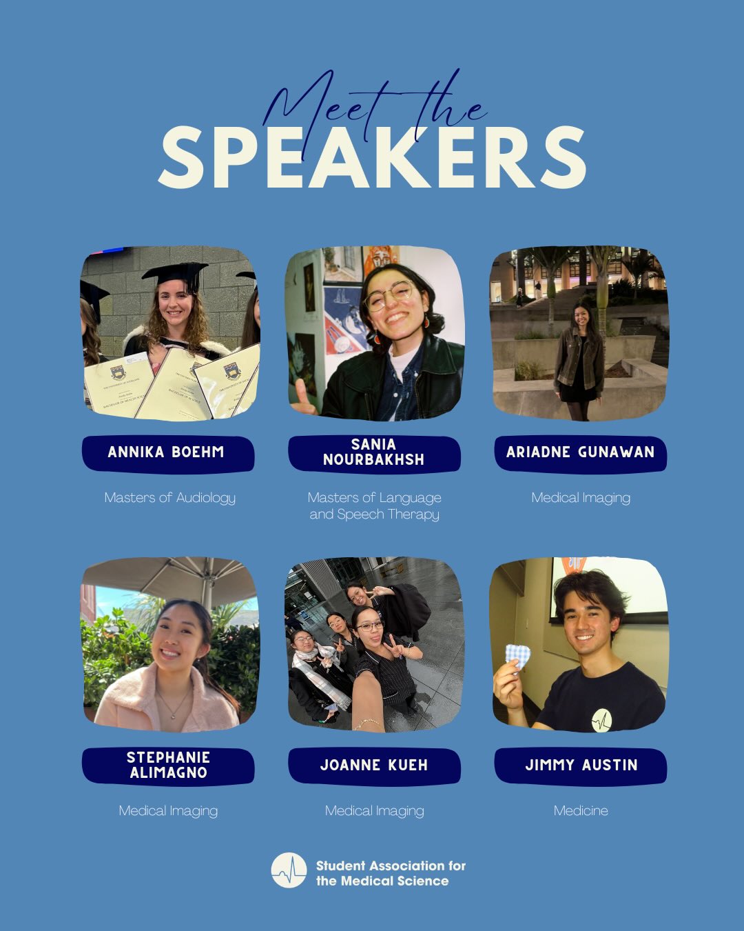 ๐ฃ๏ธSAMS CLINICAL SPEED DATING ๐ฃ๏ธ
These are the speakers for SAMS upcoming Clinical Speed Dating event ๐ฉบ๐๐๐ฉป๐ฉน๐
Join us THIS FRIDAY (6pm-8pm)! Sign up link in bio