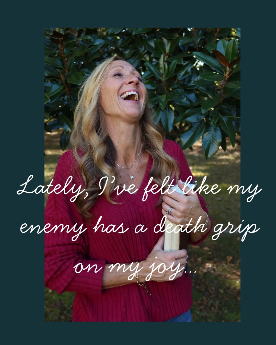 I know Satan can’t steal my joy unless I let him. Why have I been letting him?
Sometimes it’s easier to follow those well worn paths of anxious thoughts than to fight.
It snowballs before you realize it, and your enemy has you right where he wants you.
His deceptions are crafted really well. Jesus said he’s the father of lies and there is no truth in him (John 8:44).
If you feel this, steal the prayer below 👇🏼
Leave a 🙏🏼 in the comments and I’ll pray over you. ♥️
Thank you God that we are not defenseless, You’ve left Your words on loan to shut our enemy up. Help me let go of the control I’m trying to cling and stop believing the lie that I need to make things happen. I trust You. I’m repeating the truth and taking back my joy today…and tomorrow. God, I believe You are exactly who You say You are, and no matter what lies I have been believing, I pray and claim the truth over my life. Thank You that You will answer my prayers and strengthen me Psalm 38:3 ; no matter what changes, You have a hope and future for me and my children as I seek You Jeremiah 29:11-13; You are near to all who call on You in truth. Psalm 145:18. Thank you.
Laughter captured by @erikajamescarder
#pray #truth #breathe #life