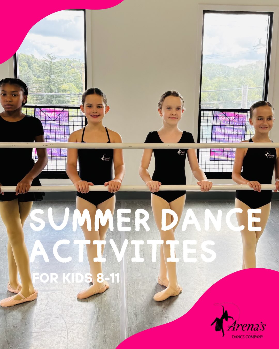 A full lineup of camps and classes for your 8-11 year old this summer at Arena’s Dance Company!
Registration is now open online at ArenasDance.com💕