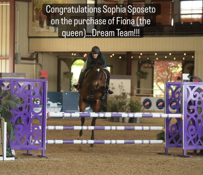 Congratulations Sophia Sposeto on the purchase of Fiona (the queen)ā¦Dream Team!!! ššš