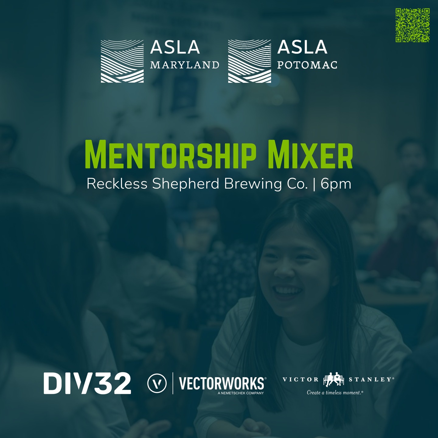 Join us on Thursday, April 30 for the Maryland-Potomac ASLA Mentorship Mixer as we wrap up the 2026 Mentorship Program, recognize this year’s MDASLA LARE Support Fund recipient, and bring together students, emerging professionals, and fellows for a night of meaningful connections.
Use the QR code or the link in @asla_md's bio to access the Eventbrite page where you can find more info and register for the event.
Thank you to our sponsors: @division.32, @vectorworks, @victorstanleyllc, @potomacasla, and @asla_md.
