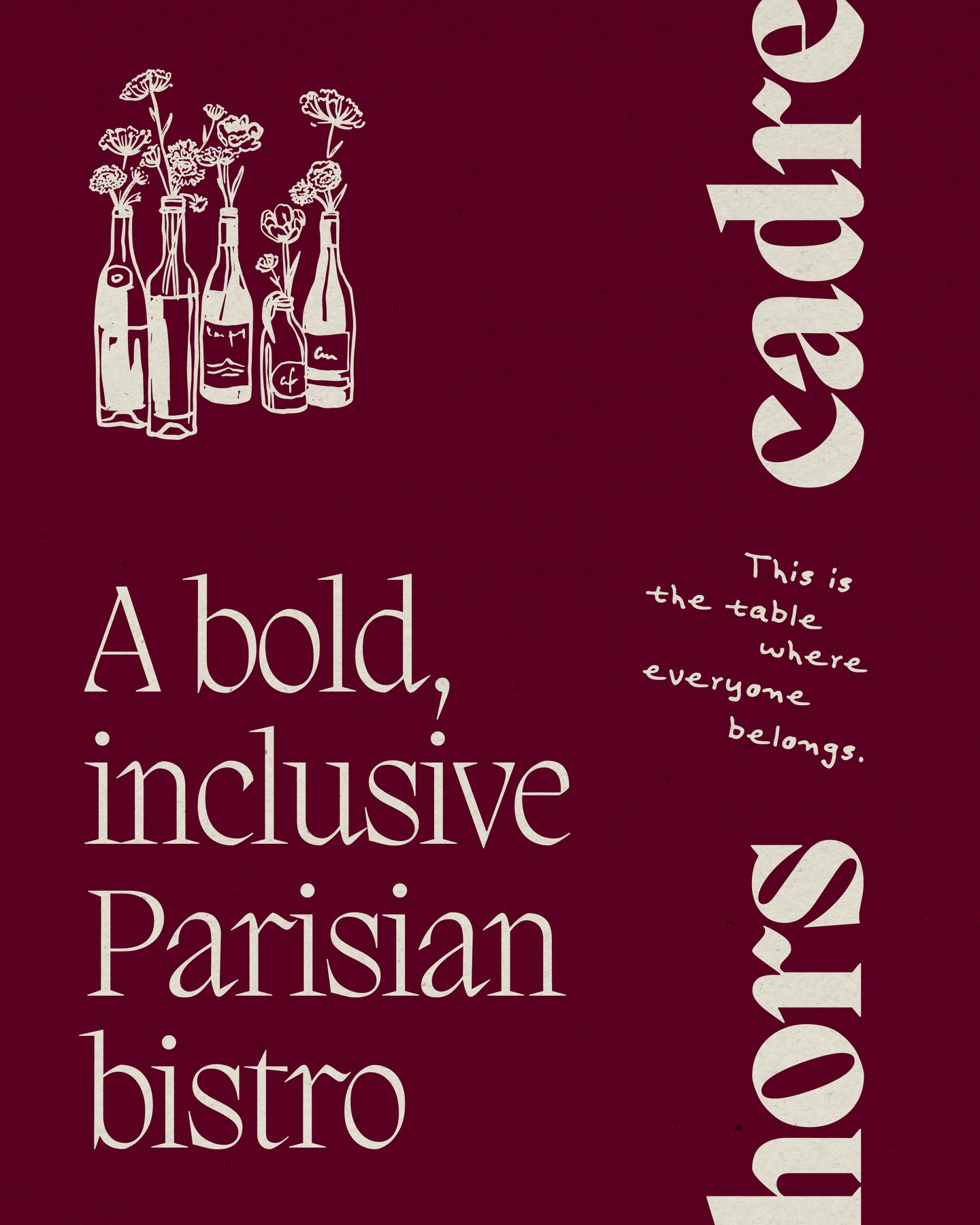 Bold, inclusive, and authentically Parisian. Out of the box brand identity for a restaurant, uses dynamic typography and hand-drawn sketches to pay homage to the city’s rebel identity and a spirited joie de vivre. Grounded in deep burgundy and cream, the identity creates an intimate visual language for a bistro where everyone belongs.
—
We design brands that feel right, because they are built right.
Award Winning Brand Design Studio with focus on Strategy, Brand Identity, Packaging and Web Design.
#designstudiomatte #branding #brandidentity #logodesign #branddesigner