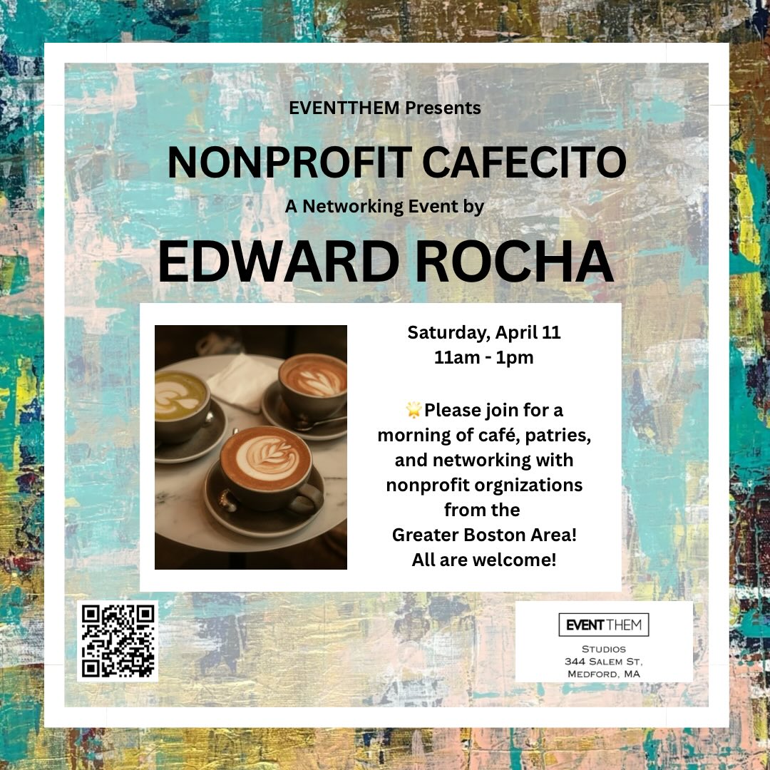 Tag your favorite nonprofit in and around Boston!
Non-Profit Cafecito: A Networking Event by Edward Rocha
Saturday, April 11th | 11 AM – 1 PM | Free Admission – Secure Your Spot Here! (https://www.eventbrite.com/e/non-profit-cafecito-a-networking-event-by-edward-rocha-tickets-1985918587956?aff=ebdssbdestsearch)
Start your morning with intention, connection, and community at our Nonprofit Cafecito, a welcoming gathering designed to bring together nonprofit professionals, organizers, and community-minded individuals from across the Greater Boston area.
Hosted by Edward Rocha (https://www.edwardrochaart.com/) and presented by EventThem Studios (https://eventthem.com/studios/), this casual networking event creates space for meaningful conversations over coffee and light bites.
Whether you’re part of an established organization, just getting started in the nonprofit world, or simply interested in learning more about local initiatives, this is an opportunity to meet others doing impactful work and exchange ideas in a relaxed setting.
Expect a friendly, low-pressure environment where you can build relationships, share resources, and spark potential collaborations. It’s less about formal pitches and more about genuine connection, getting to know the people behind the missions and strengthening the network that supports our communities.
All are welcome, just bring your curiosity, your work, and your willingness to connect!
.
.
.
.
.
#boston #massachussets #philanthropy #givingback #nonprofits