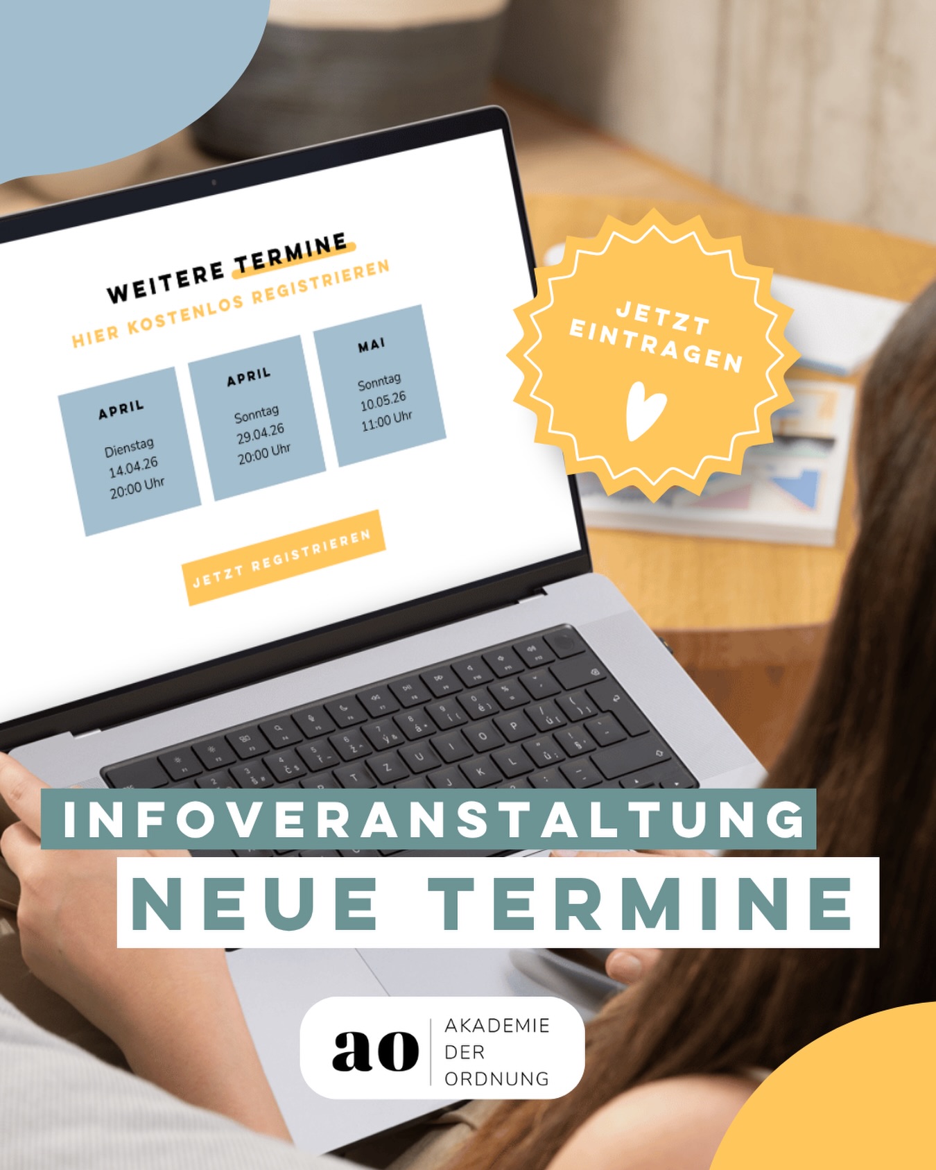 NEUE TERMINE IM APRIL: Kostenloser Einblick in die Akademie ⤵️
Du interessierst dich für die Ausbildung zum Ordnungscoach, hast aber noch offene Fragen oder bist unsicher, welcher Weg der richtige für dich ist?
Dann ist das deine Gelegenheit. 💛
Isabella, unsere Gründerin von der Akademie der Ordnung öffnet für April und Mai wieder den Raum für dich.
Du erfährst alles rund um:
✨ die Online-Ausbildung (flexibel & ortsunabhängig)
✨ das Study Retreat (intensiv & persönlich vor Ort)
✨ die Study Group (online) (in fester Gruppe mit Begleitung)
Außerdem bekommst du einen Einblick in:
👉 Inhalte & Aufbau der Ausbildung
👉 wie du dich als zertifizierter Ordnungscoach positionierst
👉 und was dich auf deinem Weg in die Selbstständigkeit erwartet
Und das Wichtigste:
👉 Du kannst all deine Fragen stellen.
🗓️ Neue Termine
14.04. – 20:00 Uhr
29.04. – 20:00 Uhr
10.05. – 11:00 Uhr
Wenn du spürst, dass Ordnung mehr für dich sein könnte als nur ein Hobby und du wissen möchtest, welcher Ausbildungsweg wirklich zu dir passt:
👉 Trag dich jetzt kostenlos ein über den Link in der Bio (Infoveranstaltung) und sei live dabei.
ONLINE AUSBILDUNG
ORDNUNG & STRUKTUR
ORDNUNGSCOACH
PROFESSIONAL ORGANIZING
HOME ORGANIZING
#ordnungscoach #ordnungalsberuf #homeorganizing #selbstständigwerden