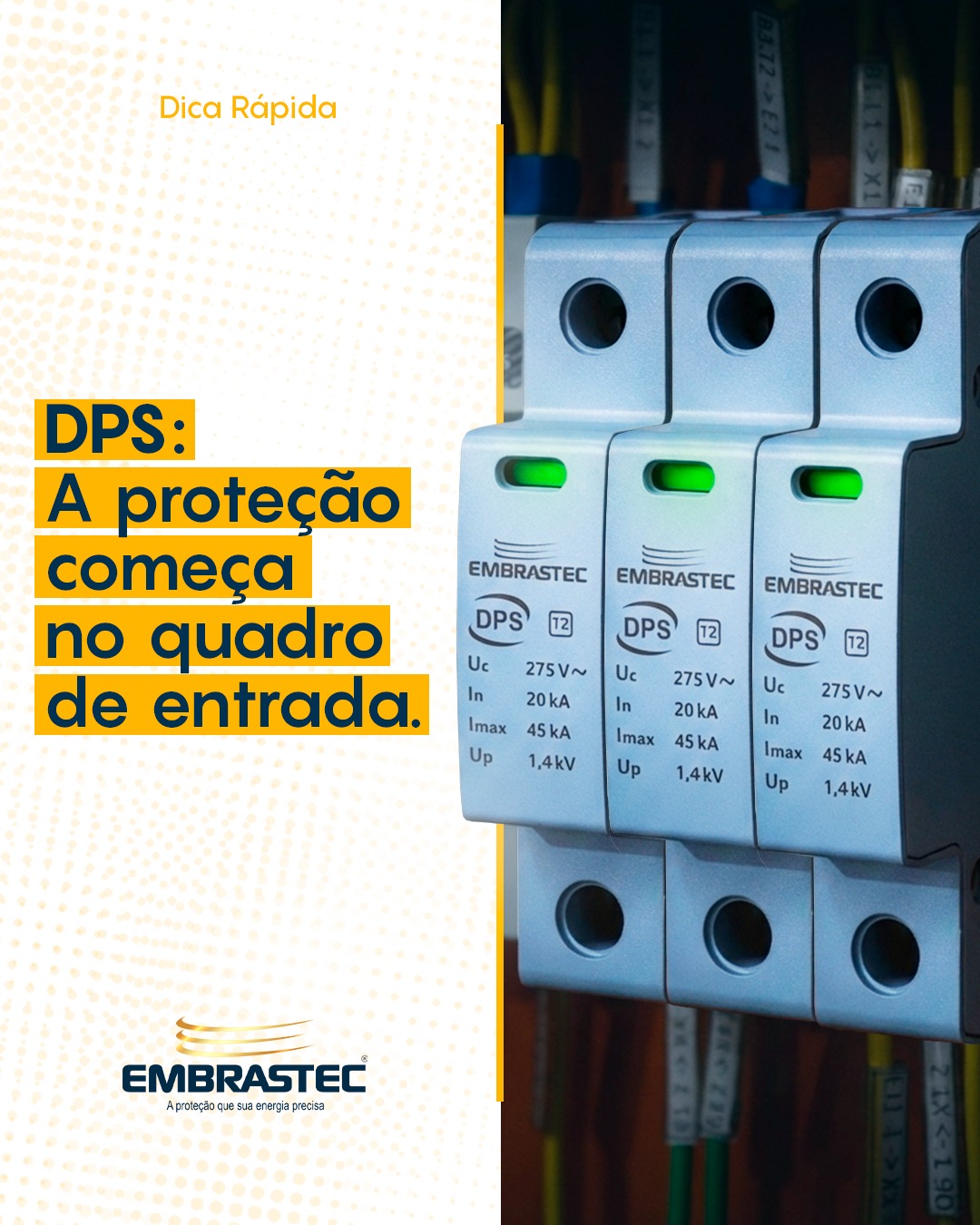 Seu quadro de entrada é o coração da sua instalação.
É lá que a proteção contra surtos deve começar.
Se ainda não tem, converse com seu eletricista ou fale conosco, link na bio para receber uma consultoria personalizada!
#Eletricista #DicaRapida #QuadroDeLuz #Embrastec