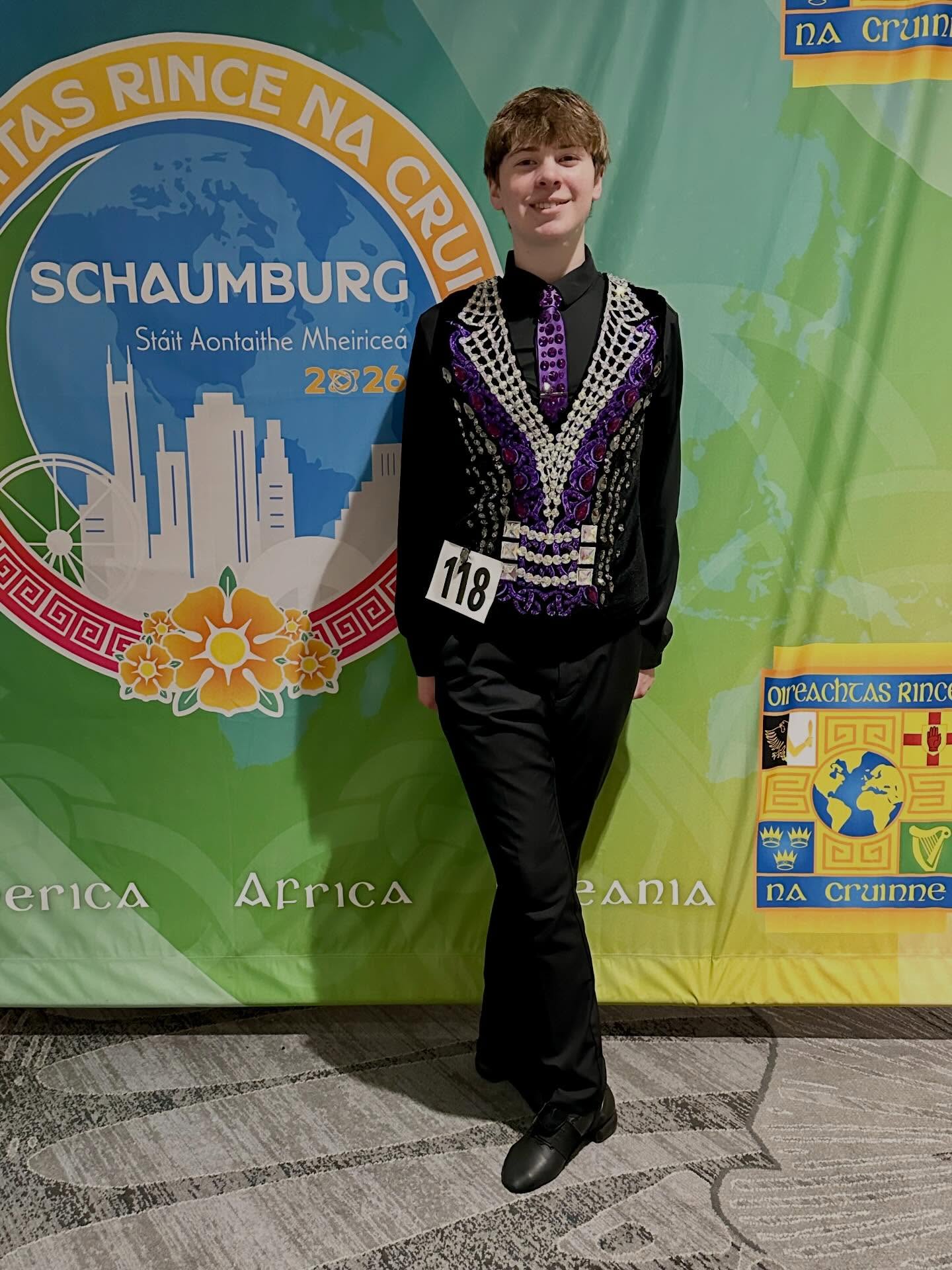 We are so proud of our dancer Asher who competed at his first World Championships on Friday. What an incredible accomplishment to be able to compete among the very best. Great work, Asher! #gidpride💜💚 @clrgidofficial #glencastleirishdancers