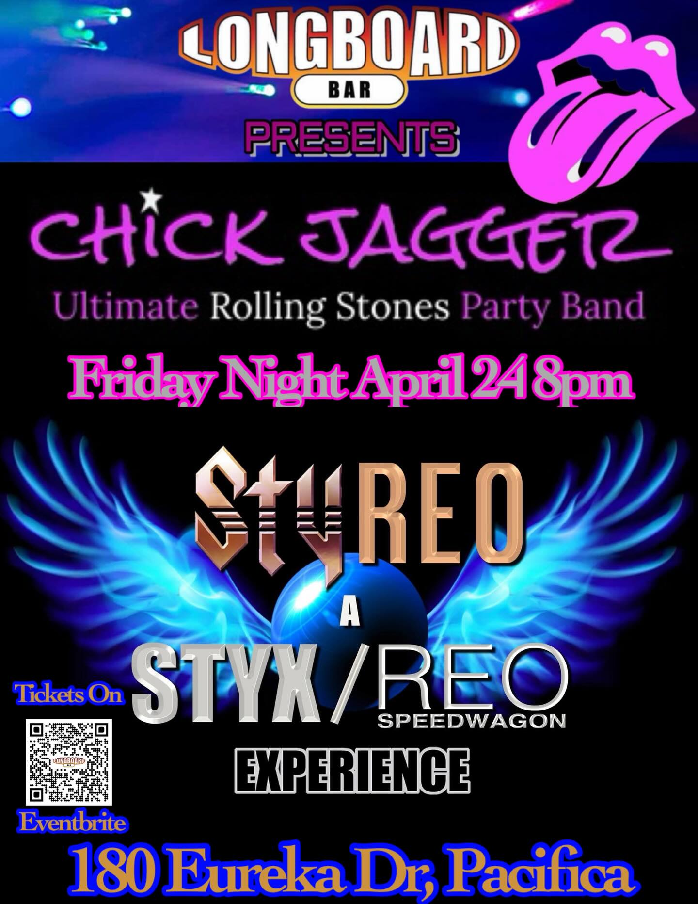 Got some great #shows coming up! Catch us at @longboardbarandvenue in #pacifica 4/24 with @styreorocks - a night of epic #rocknroll #stones #rollingstones tribute