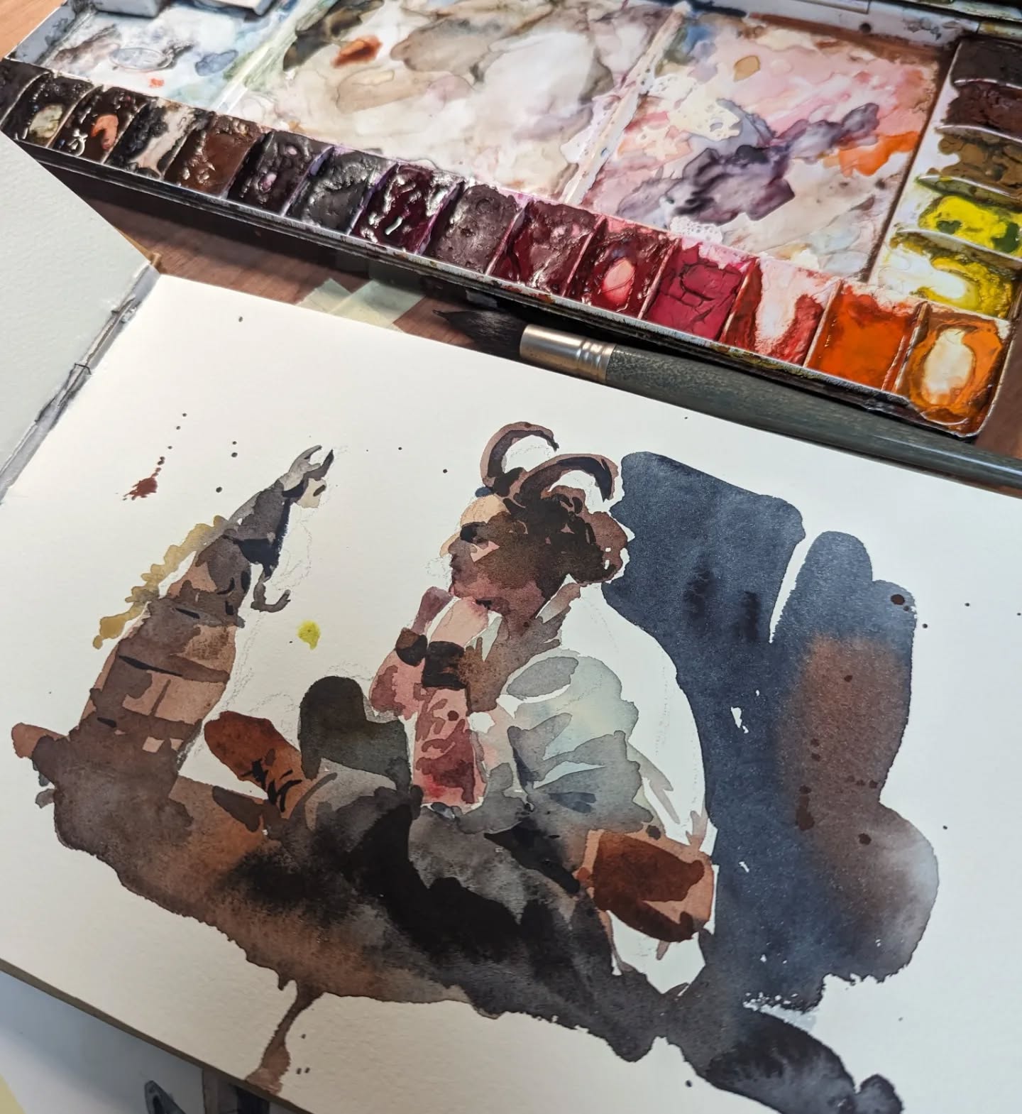 Retour sur la séance d'Halloween que nous avions organisé l'année dernière à l'@atelier_baobab_66 avec @la_mouche_creation l'invocateur de démon ! 😈
Une de mes séances préférées. :)
#halloween #watercolor #demon #sketchbook #sketching #aquarelle #atelierbaobab
