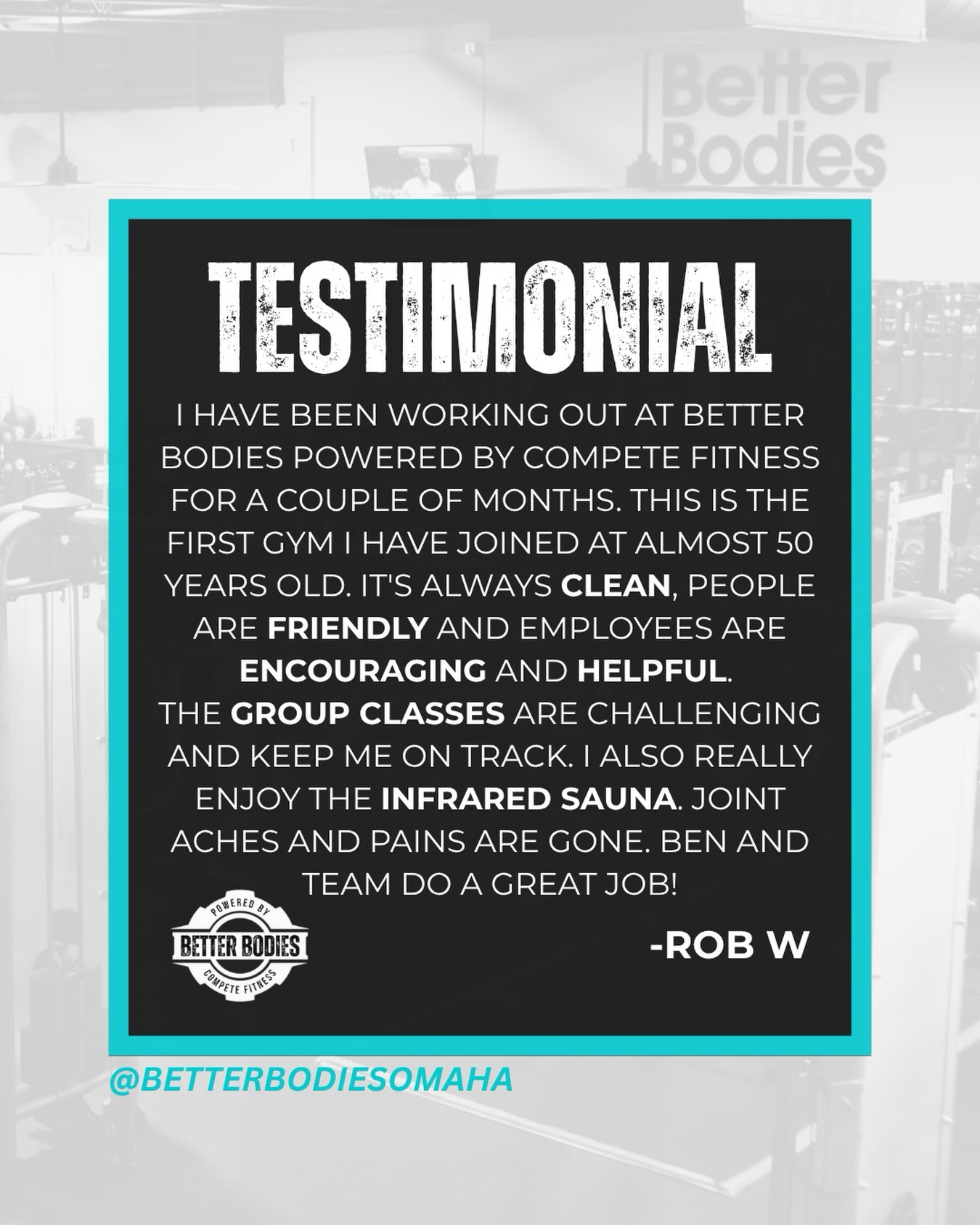 "This is the first gym I have joined at almost 50 years old!" - Rob W đȘ
Starting can feel uncomfortable. Walking in for the first time can feel uncomfortable. But staying stuck is worse.
At Better Bodies, youâre not just getting a workout⊠youâre getting:
âïž A clean, welcoming space
âïž Friendly faces who actually know your name
âïž Coaches who encourage you, not judge you
âïž Group classes that keep you consistent and on track
âïž Recovery options like our infrared sauna to help you feel your best
This is the kind of place that makes you want to come back⊠and actually stick with it.
Come see the difference for yourself. Grab your FREE 7-day pass through the link in our bio. đ
#betterbodiesomaha #omahagyms #gymtime #omahafitness #omahalocal