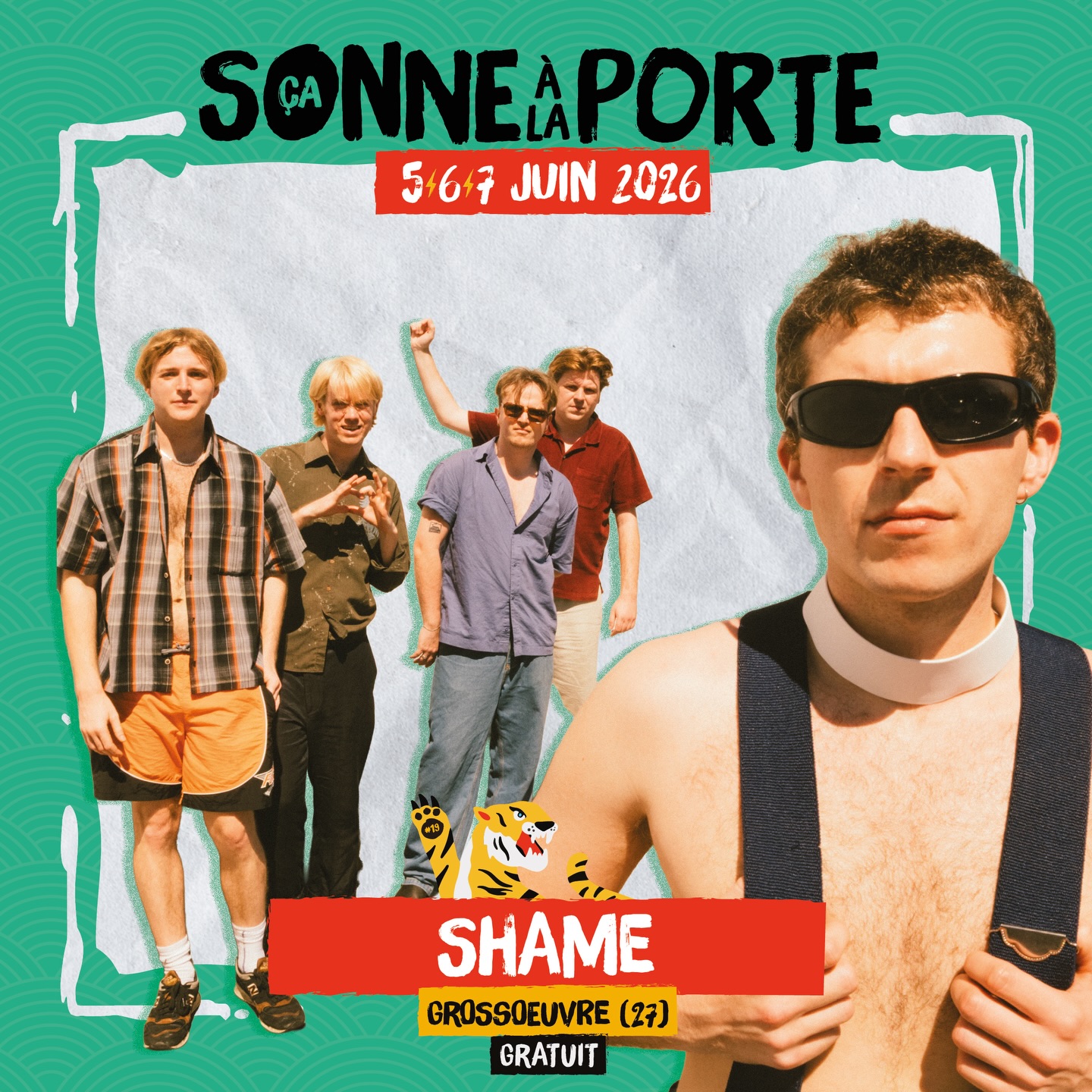 ⚡️💚 FOCUS on SHAME 💚⚡️
Shame est un quintet britannique originaire du sud de Londres, mené par le chanteur Charlie Steen, dont l’intensité scénique et la présence viscérale ont façonné l’identité du groupe dès ses débuts. Formé en 2014, le groupe démarre dans le pub Queen’s Head de Brixton avant de se faire remarquer sur scène grâce à des performances explosives et un rock abrasif mêlant post punk et rock alternatif. Leur premier album Songs of Praise sorti en 2018 reçoit un accueil critique enthousiaste et impose Shame comme l’un des groupes les plus marquants de la nouvelle scène britannique. Leur énergie féroce se confirme sur Drunk Tank Pink en 2021 puis sur Food for Worms en 2023, où le groupe explore de nouvelles formes d’intensité émotionnelle et d’urgence musicale. Sur scène, Shame reste avant tout une déflagration brute, portée par la présence électrique de Steen et un sens du chaos maîtrisé qui continue de séduire un public international.