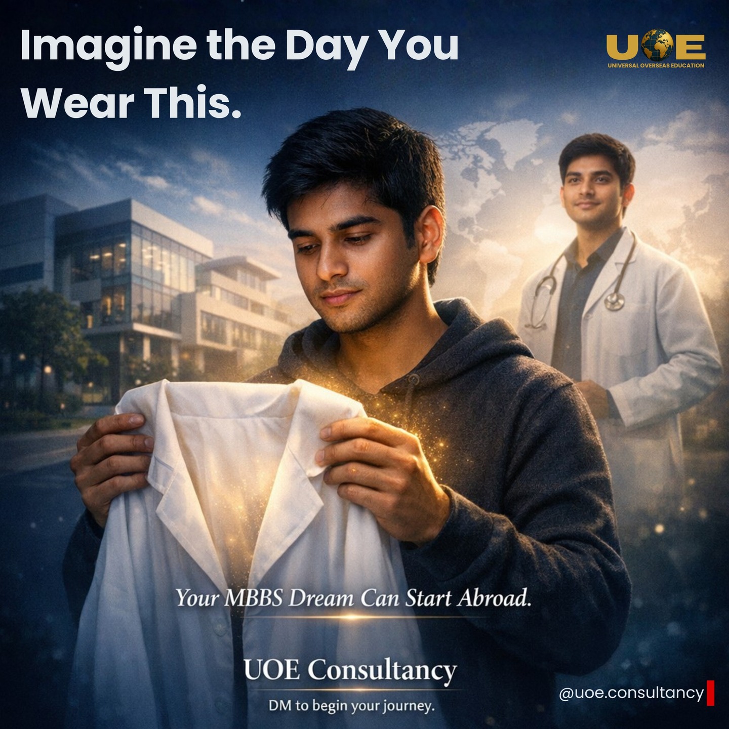 One day, this won’t just be a dream… it will be your reality.
With the right guidance, your journey toward becoming a doctor can start today — beyond borders, with global opportunities.
At UOE Consultancy, we help students take that first step with complete support.
📩 DM us to begin your journey.
#MBBSAbroad #FutureDoctor #MedicalDream #StudyAbroadIndia #uoeconsultancy