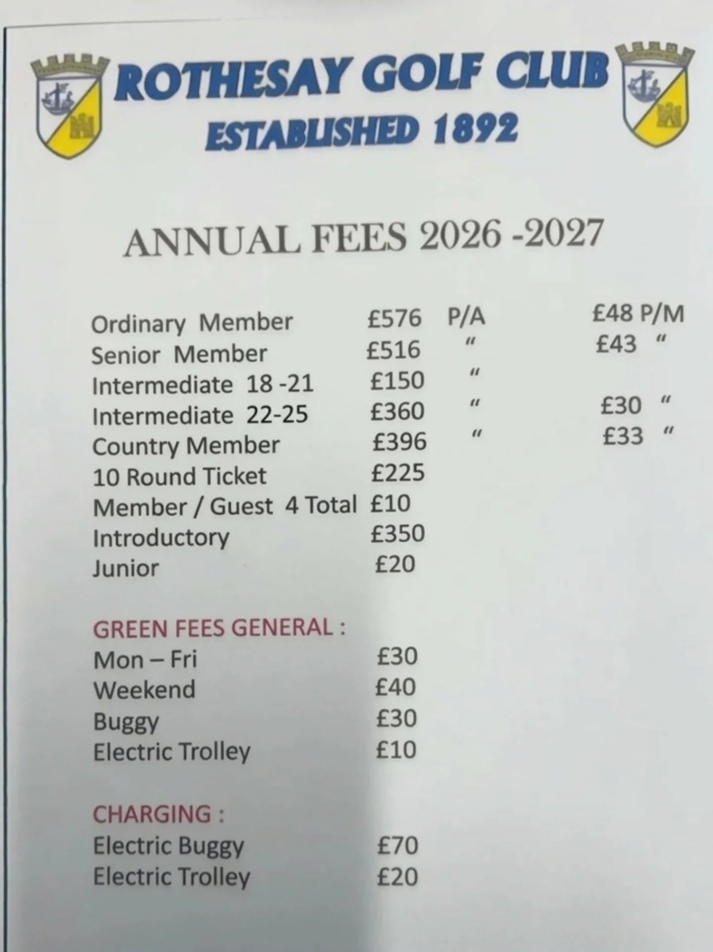 Rothesay Golf Club Membership and Green Fees 2026 ⛳️🏌️♂️