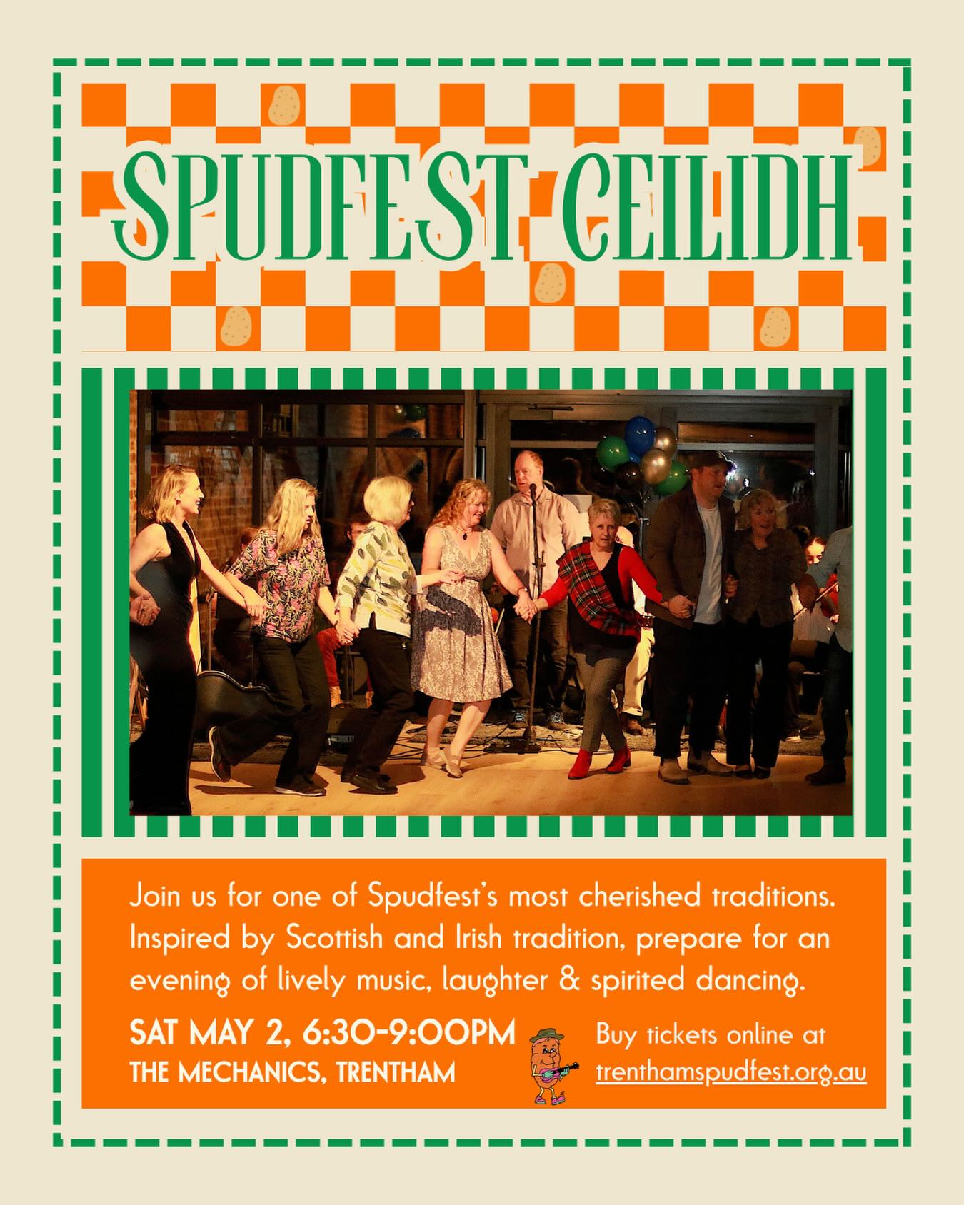 TICKETS SELLING FAST - GET IN QUICK
Get ready to dance the night away at the Spudfest Ceilidh!
A Ceilidh (pronounced kay-lee) is a traditional Scottish and Irish social dance filled with live folk music and joyful group dancing. What began as small community gatherings in the 1800s has become a celebration where everyone can join in — no dance skills needed.
🎻 Dance along to live tunes from The Walsh Family Band
💃 Guided by a caller so everyone can join in
Grab your friends and be part of this unforgettable Spudfest night.
Tickets available now: trenthamspudfest.org.au/event-details/spudfest-family-ceilidh
#victoriasheartland
#comebacktolife
#visitvictoria
#everybitdifferent
#visitmacedonranges
@visitmelbourne @victorias.heartland @visithepburnshire