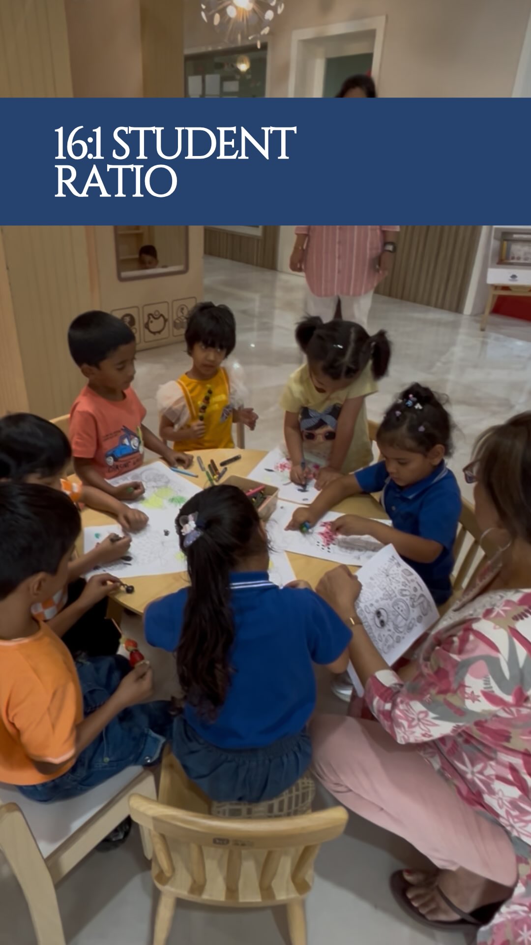 At Riverdale World School, our 16:1 ratio ensures focused attention, stronger connections and confident learners, inspired by insights from the Tennessee STAR Study.
( student teacher ratio, 16:1 ratio, small class size, individual attention, Tennessee STAR study, student confidence, classroom engagement, quality education, effective learning, Riverdale World School )