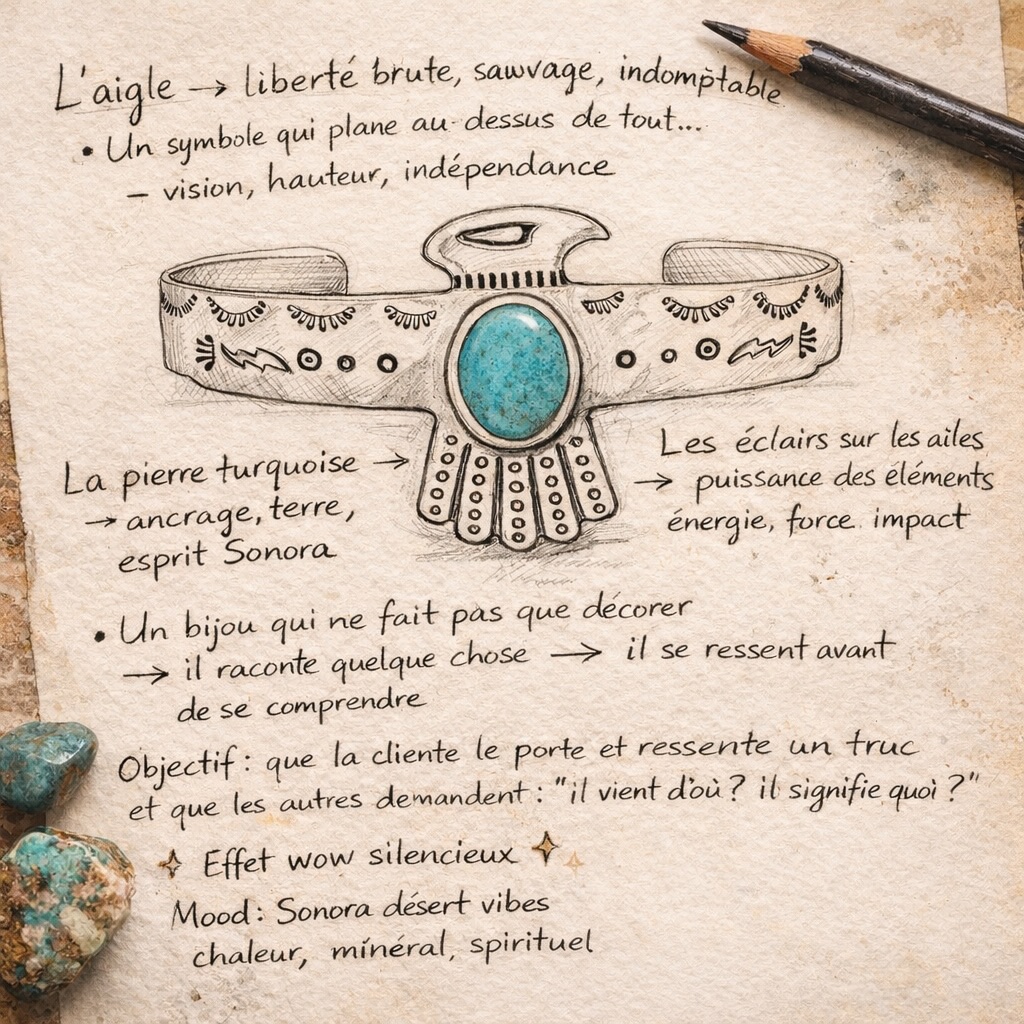 Impossible de m’arrêter de créer en ce moment…
Ces derniers temps, la symbolique de l’aigle me fascine et revient dans mes pensées de manière récurrente.
Je crois que c’est pour tout ce qu’il représente : la liberté pure, la vision, la force tranquille… cet élan sauvage et indomptable.
Alors j’ai eu envie de le faire vivre autrement, de le transformer, de lui donner une présence mais en bracelet cette fois 🫶
Une pièce qui se porte, mais surtout qui se ressent.
Il viendra très bientôt compléter la famille Sonora 🌵
Les précommandes arrivent la semaine prochaine… mais avant ça, j’ai besoin de vous : vous en pensez quoi ? 🤎
#braceletargent #creationfrançaise #aigle