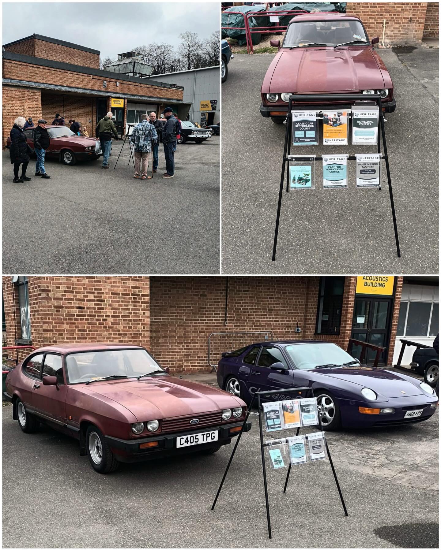 One of our tutors, Paul, attended the @brooklandsmuseum Easter Gathering with our Capri over the weekend 🐣
It was great to chat with visitors about our apprenticeships and short courses 🗣️
First trial run out for our new leaflet display stand - designed and made by our Coachbuilding Apprentices - and it was a success!👏🏼
#heritageskillsacademy #brooklandsmuseum
#eastergathering #shortcourses #heritagetechnicianapprenticeship
